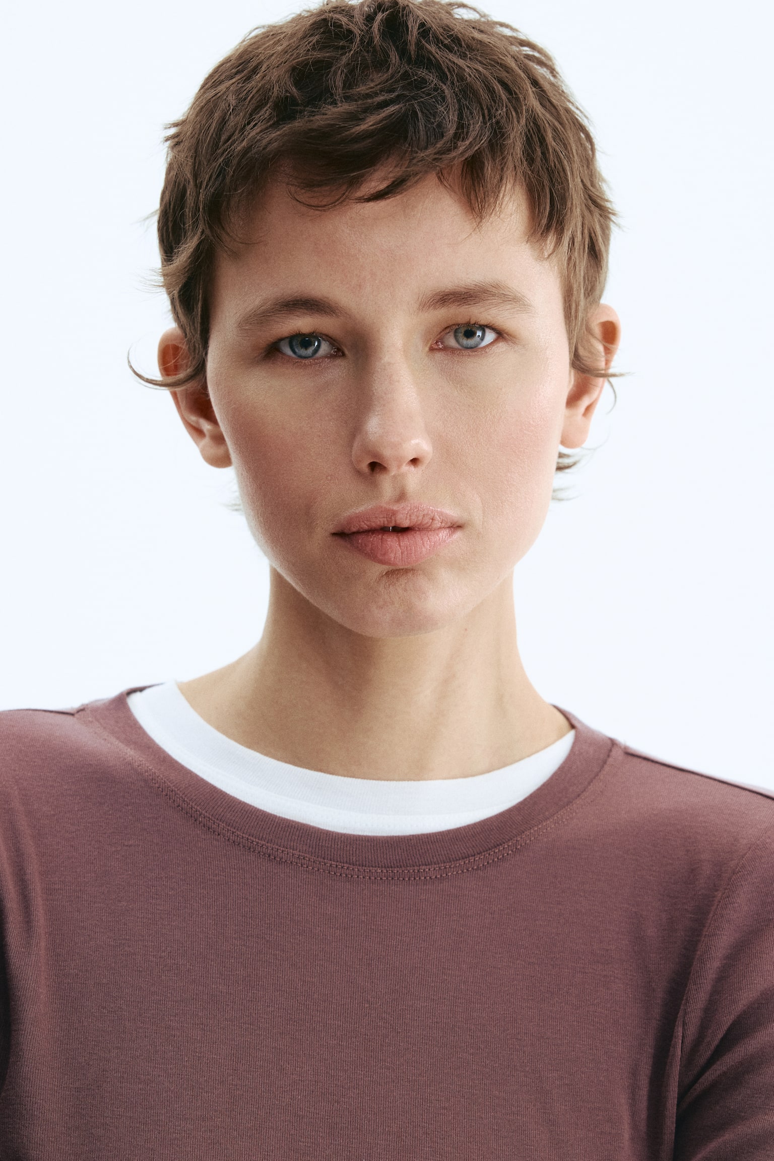 Pima cotton jersey top - Dark dusty pink/White/Black/Pale yellow/Light beige/Beige/Brown/Dark khaki green/Burgundy - 3