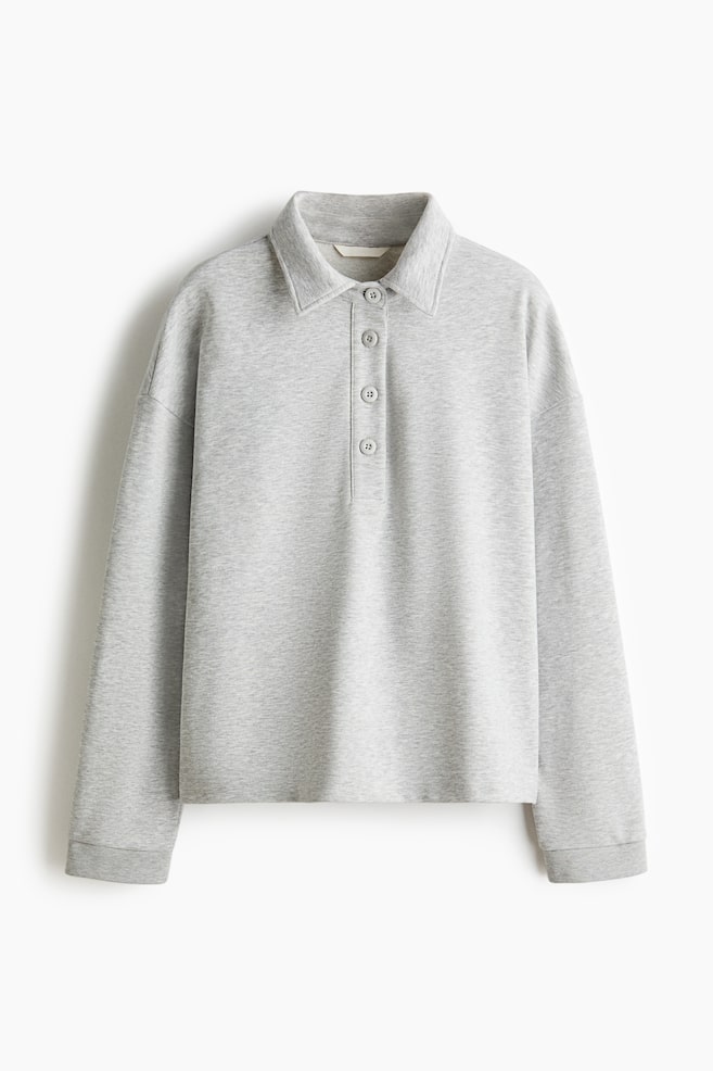 Collared Sweater - Light grey marle/Dark dusty pink/Dark grey/Dark brown - 1