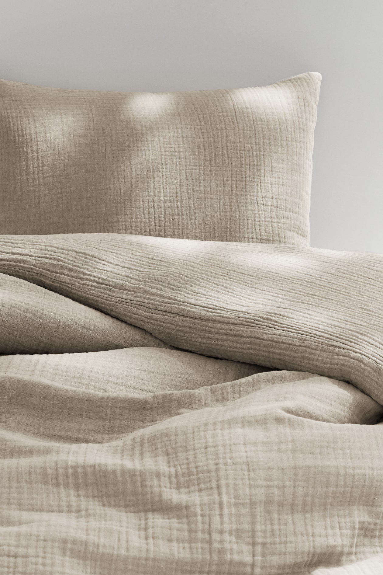 Musselin-Bettwäsche für Einzelbett - Helles Taupe - Home All | H&M DE