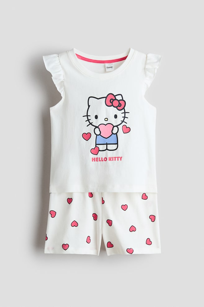 Bedruckter Pyjama - Weiß/Hello Kitty/Hellblau/Hello Kitty/Hellblau/Frozen/Weiß/Disneyprinzessinnen - 1