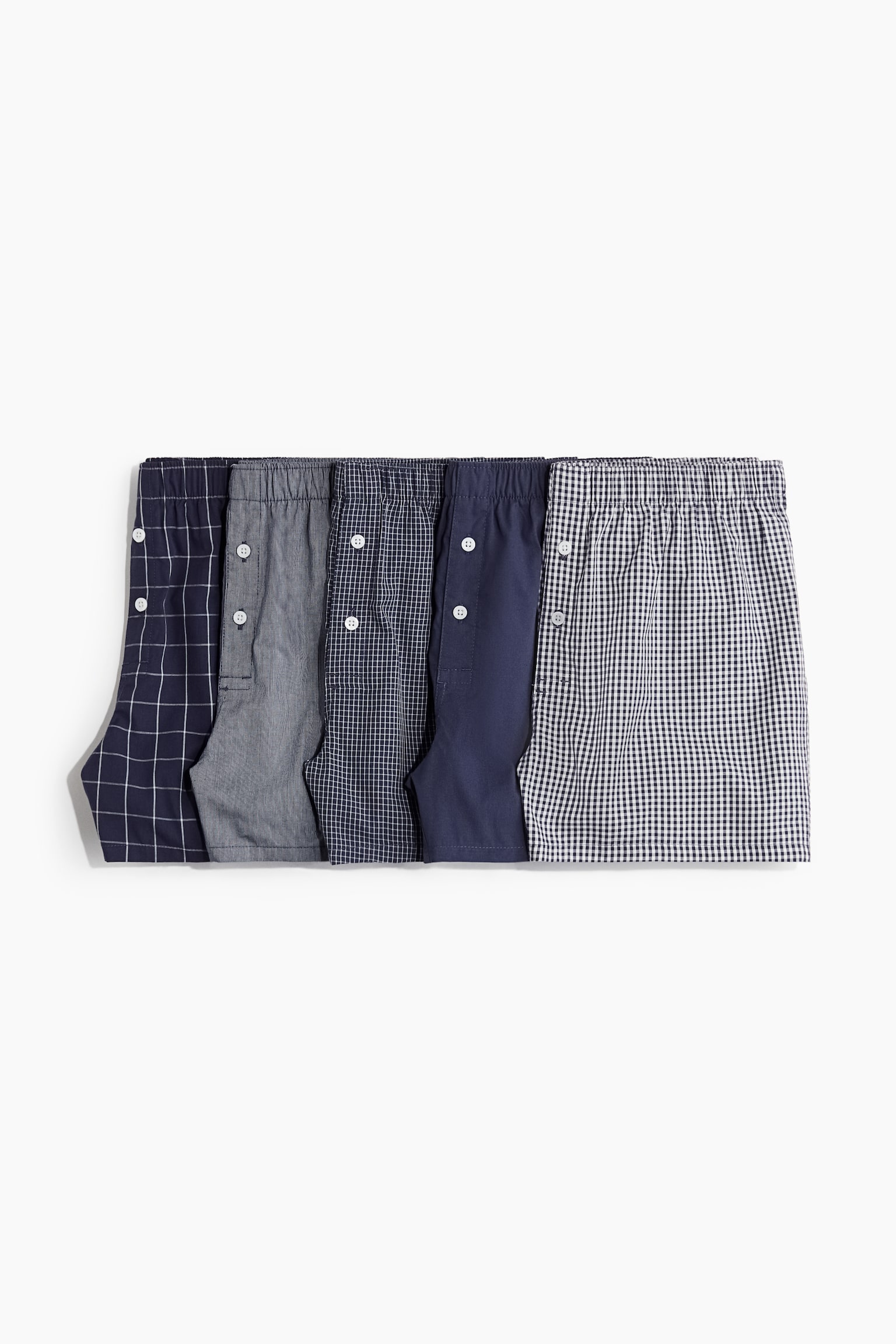 ウーブンコットンボクサーショーツ 5枚セット - Navy blue/Checked/ダークグレー／ブラック/ダークグレー/ブラック／チェック/dc/dc/dc/dc/dc/dc - 1