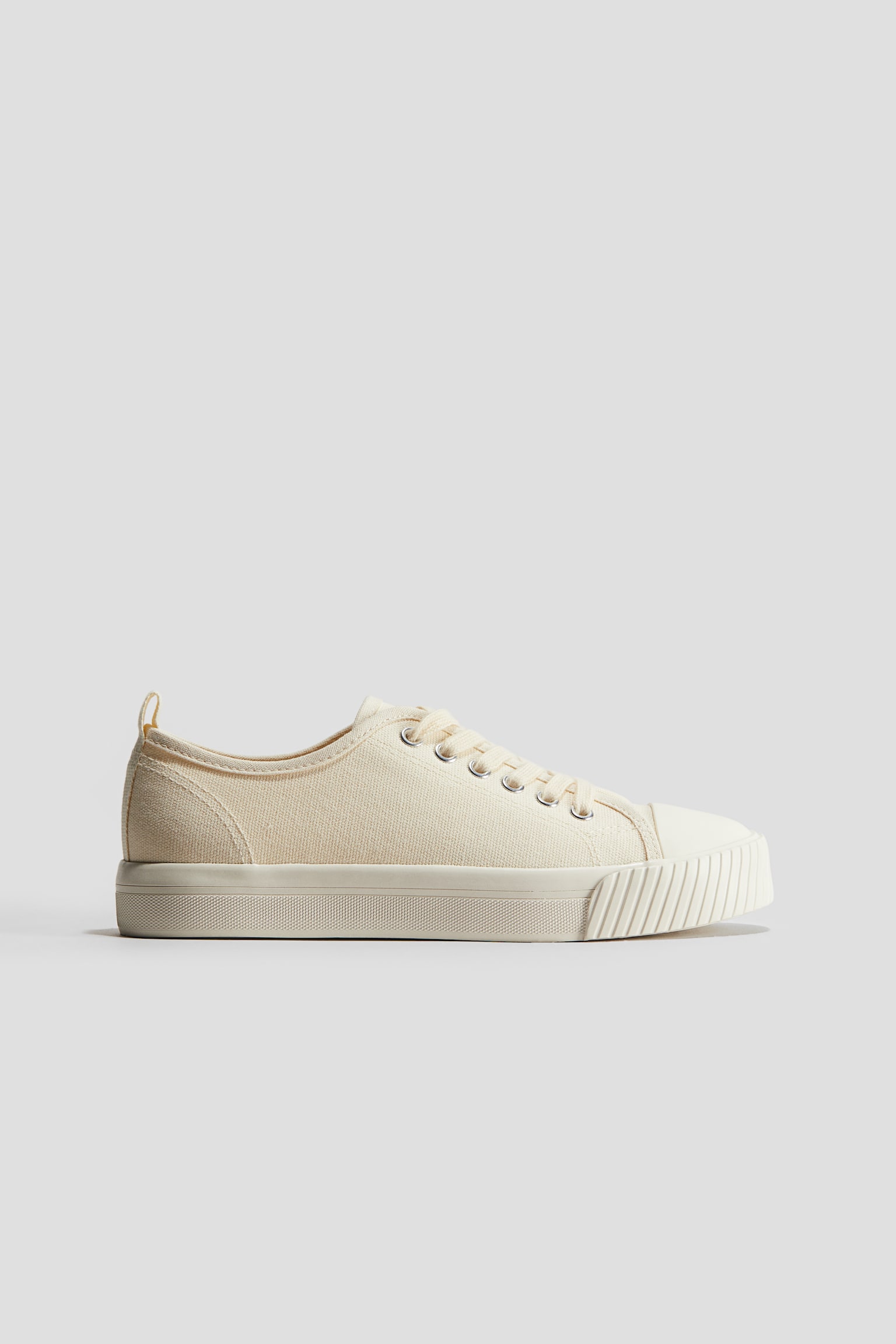 Cotton canvas trainers - Cream/Dark grey - 1