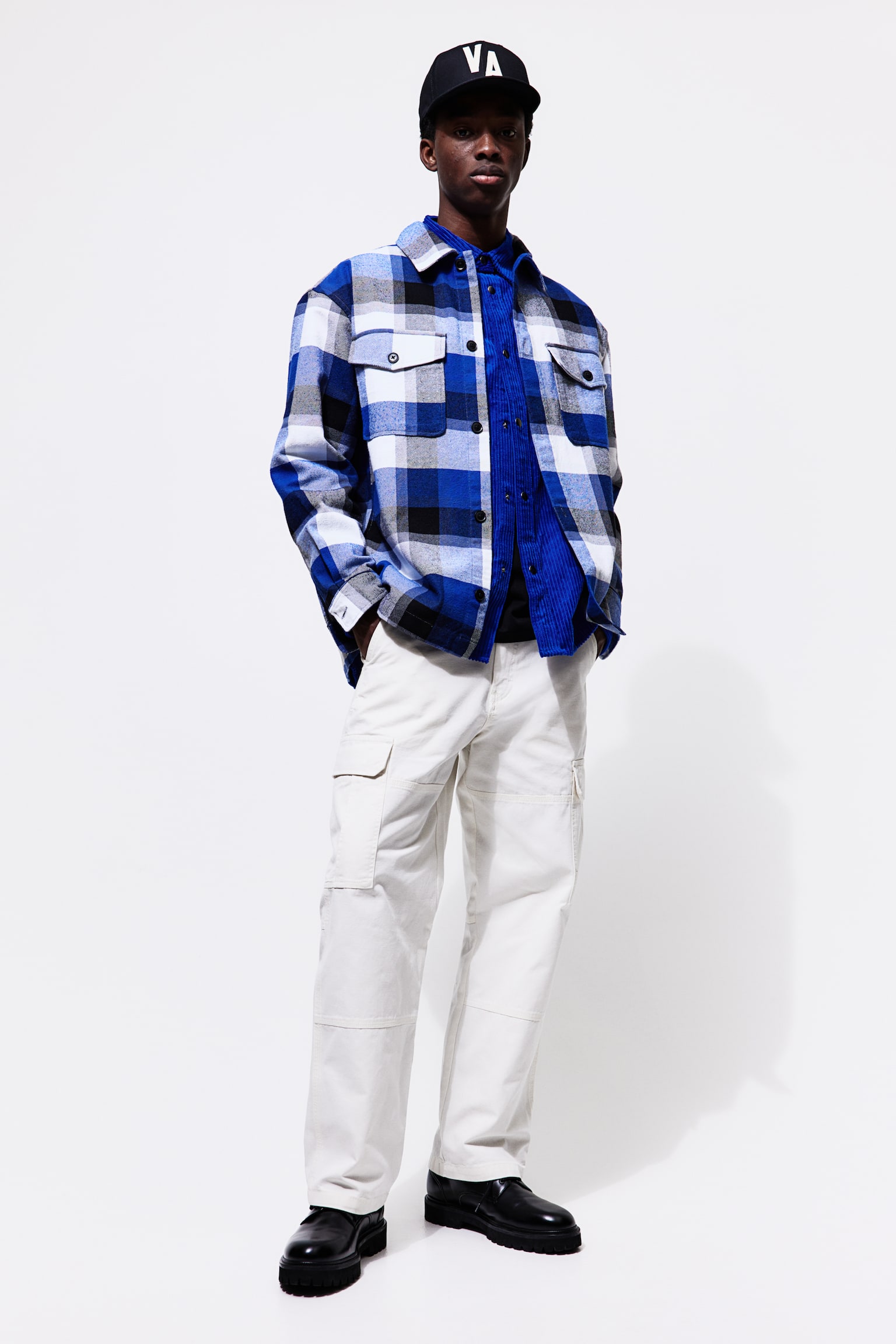 Loose Fit Twill overshirt - Blue/Checked - 5