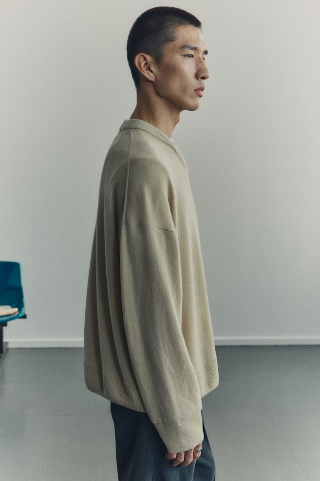 Loose-Fit Cashmere Sweater-Beige - 6