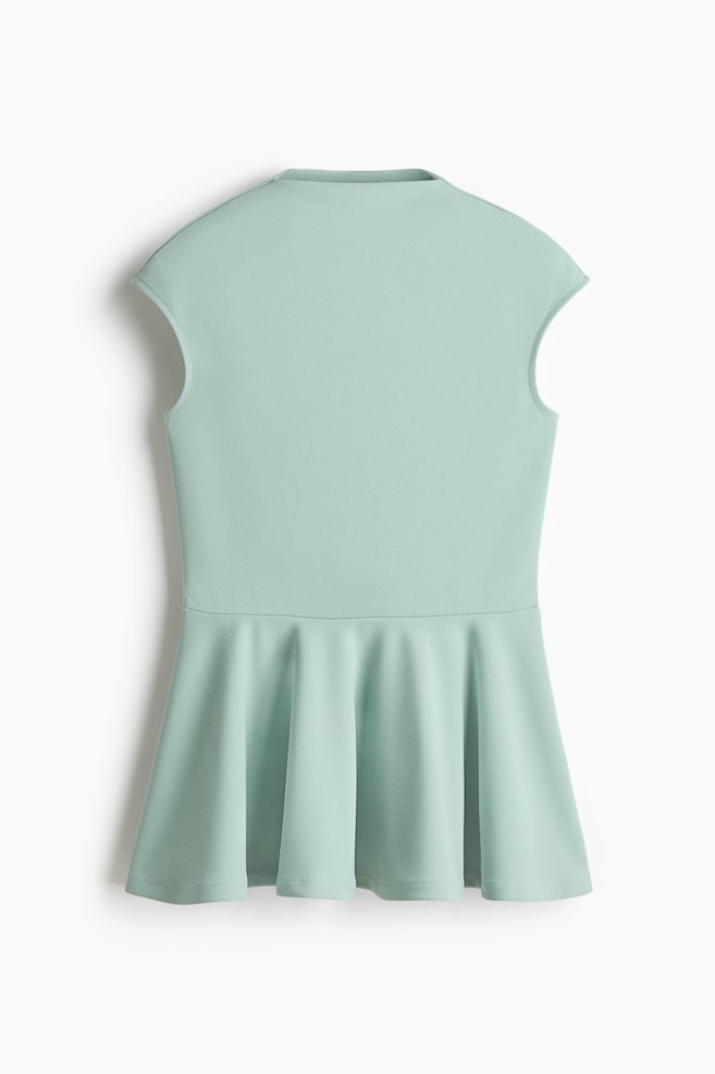 Ponte Peplum Top - Dusty turquoise/White - 1