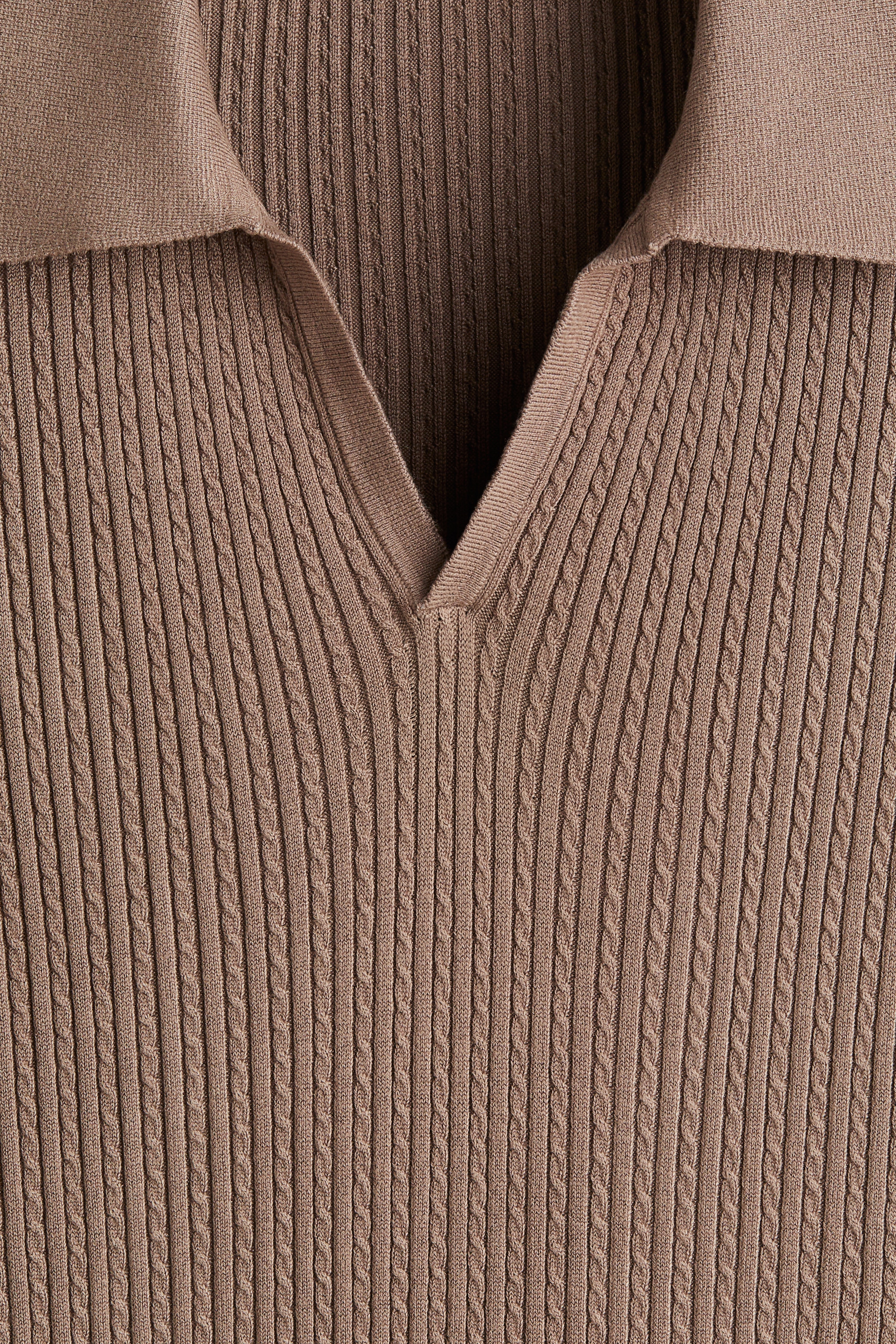 Regular Fit Cable-knit polo shirt