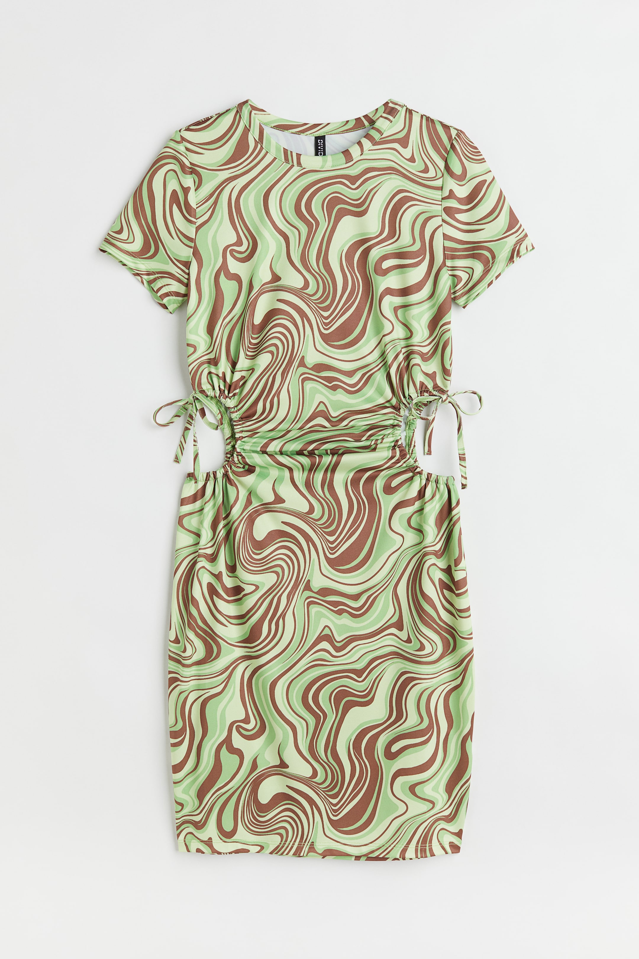 h&m green cut out dress Divided H&M Sleeveless Dress Sz 6 Cut Out Back Knot Tie green heart print mini