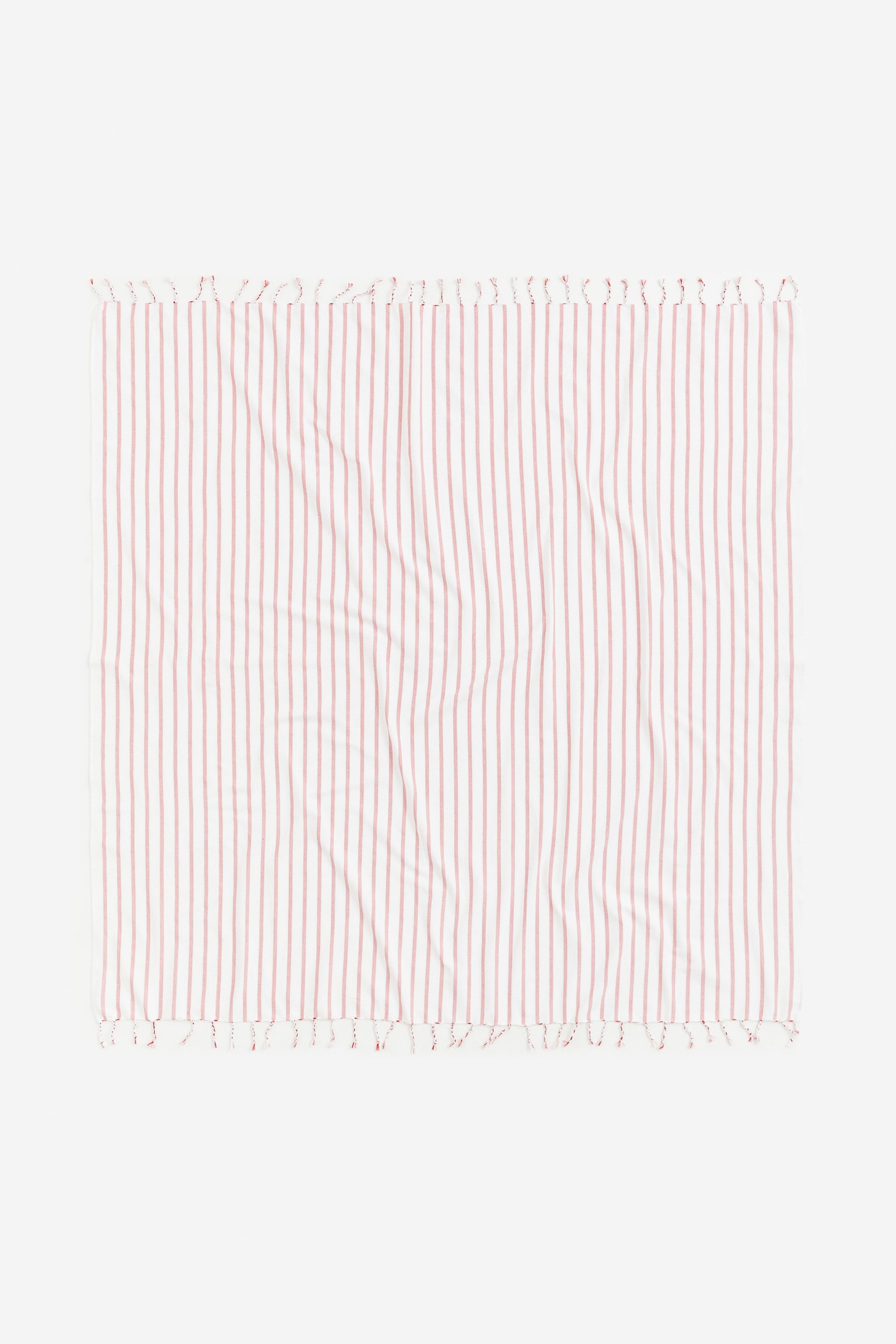 Large cotton beach towel - White/Red striped/White/Black striped - 1