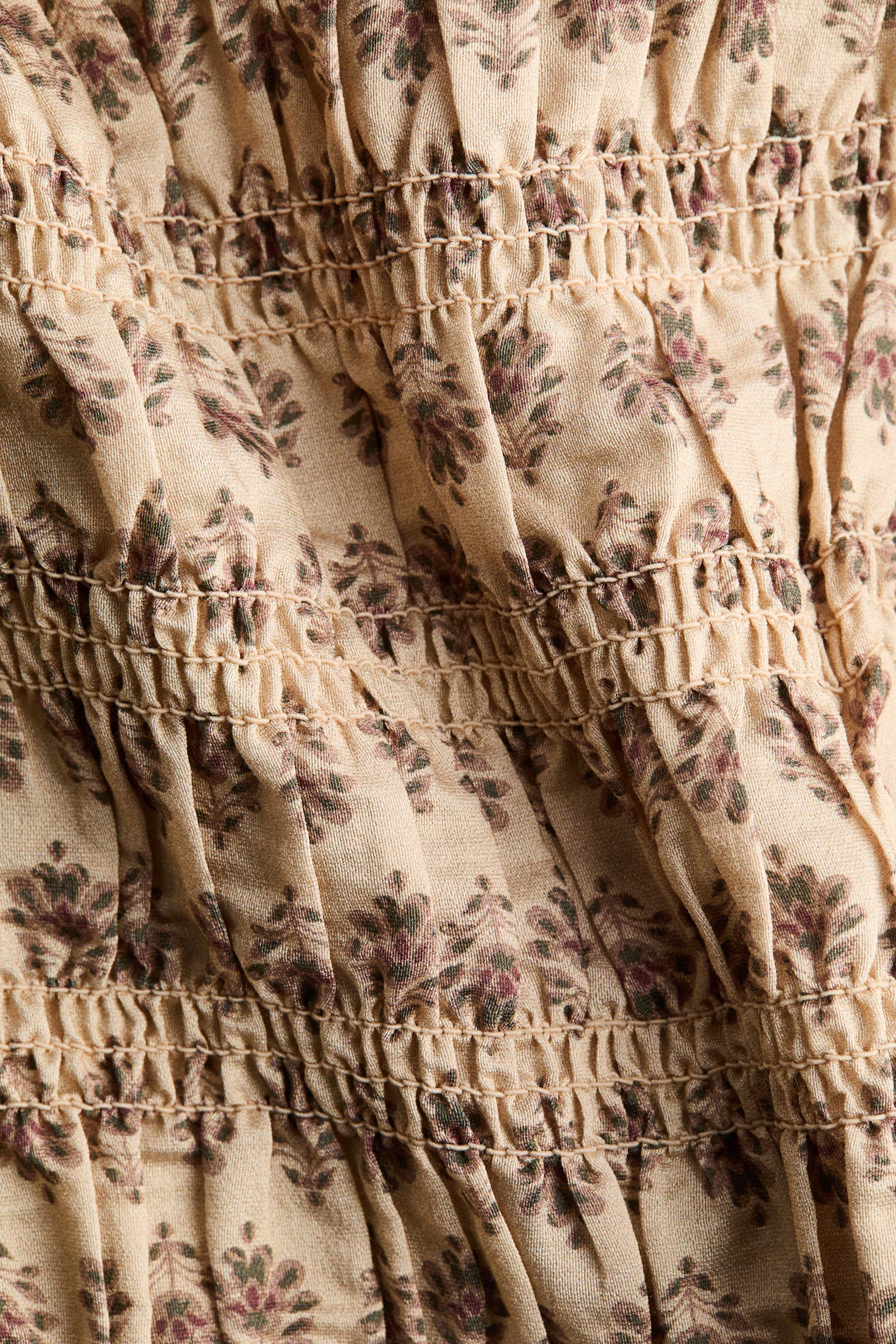 Smocked top - Beige/Floral/Rust brown/Beige/Leopard print - 6