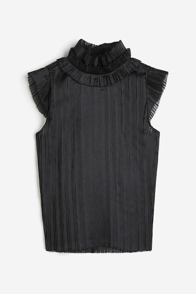 Frilled pleated top - Midnight black - 2
