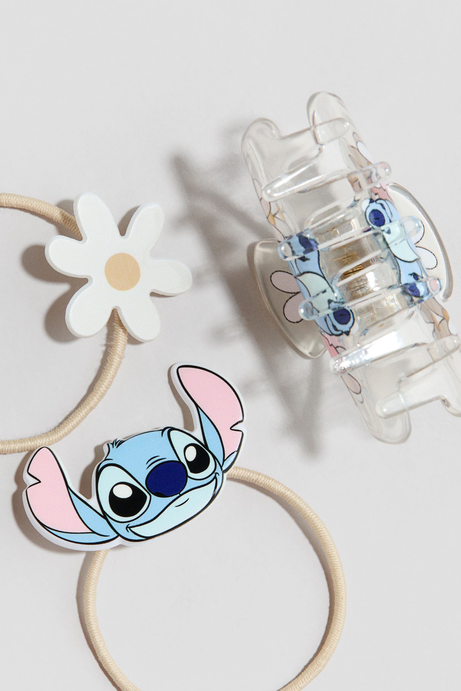 גומיות וקליפס לשיער עם עיטור - תכלת/לילו וסטיץ' - 2