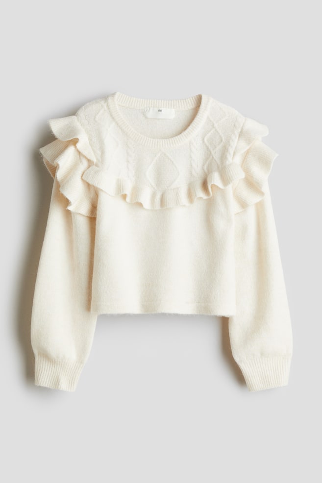 Frill-trim jumper - White/Red - 1