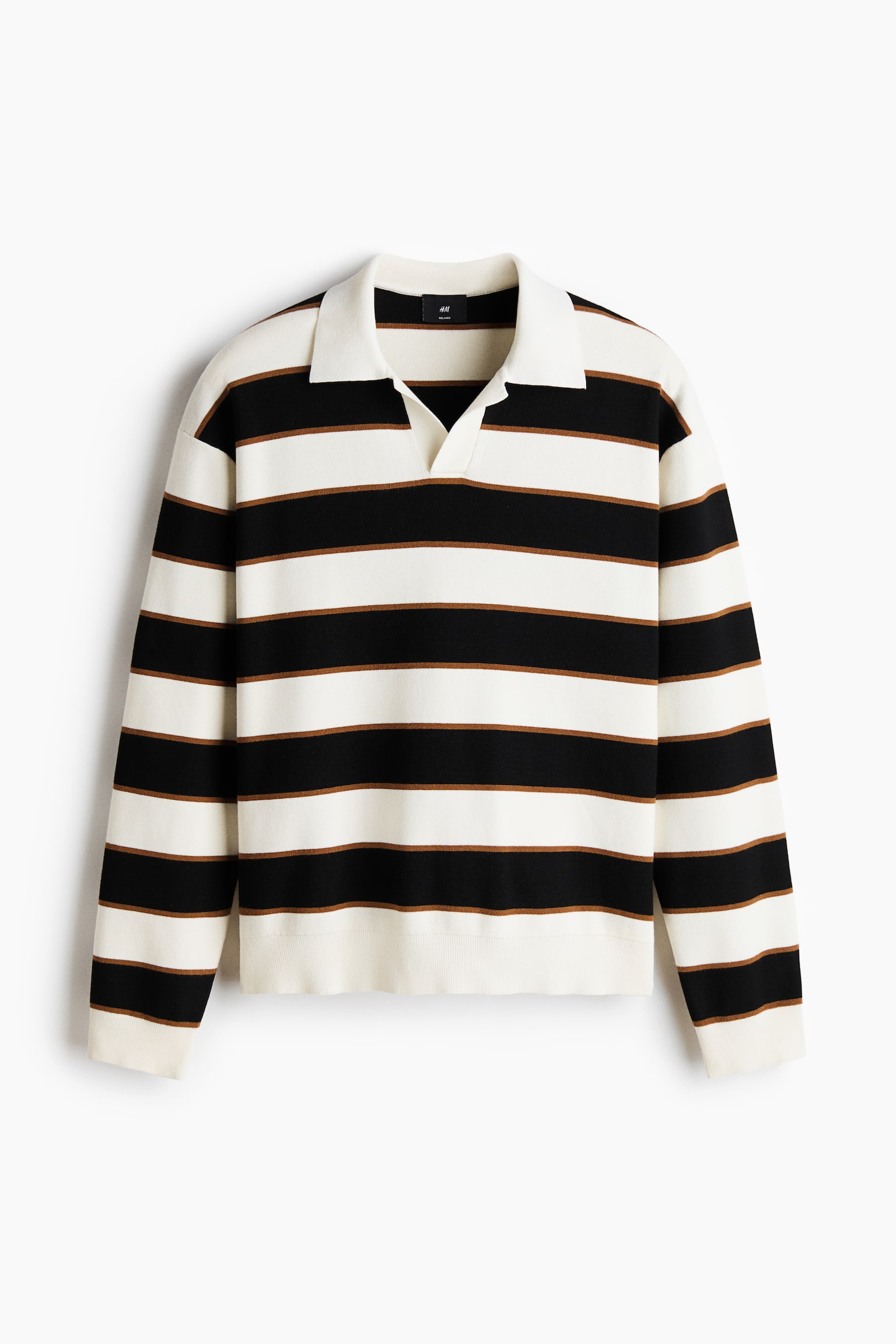 Relaxed Fit Polo shirt - Black/Striped - 2