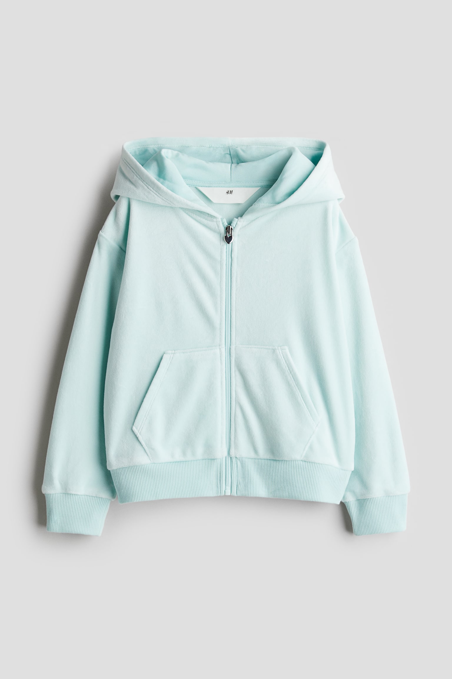 Velour zip-through hoodie - Light turquoise/Pink/Natural white/Light purple - 1