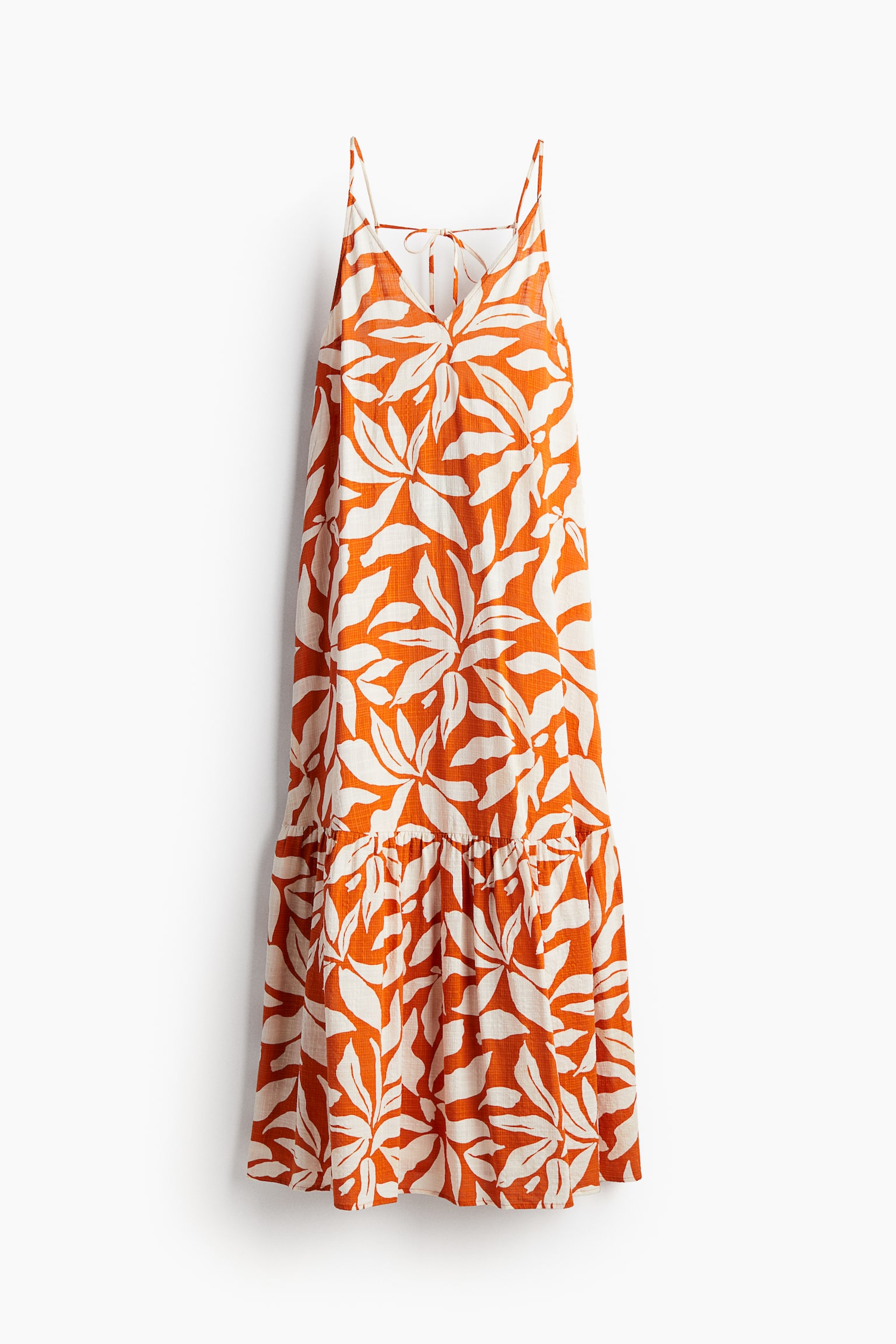 Long A-line Dress - Orange/Pattern - 2