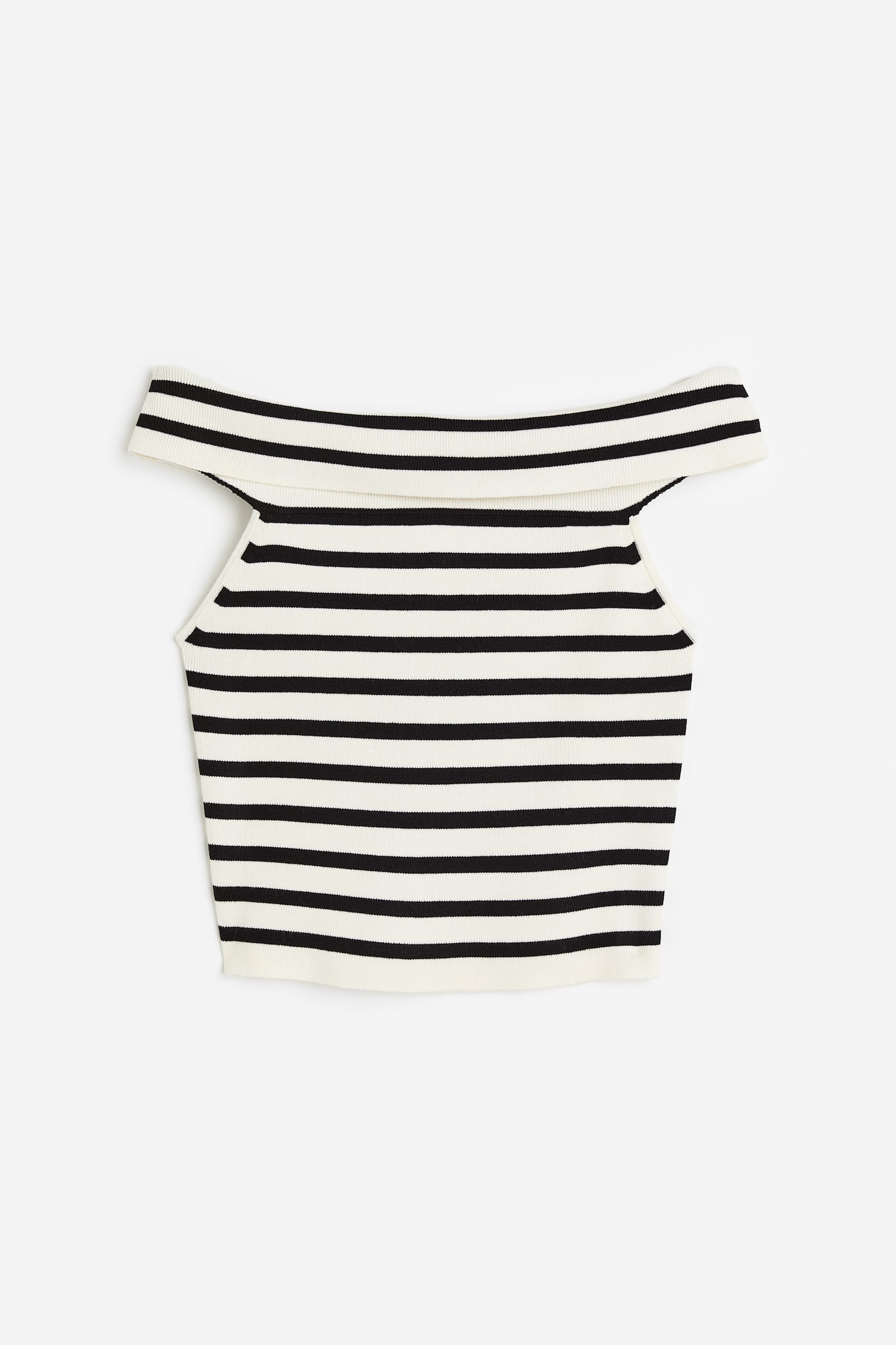 Sleeveless Off The Shoulder Top - Cream/Black stripe/Light beige/Black - 1