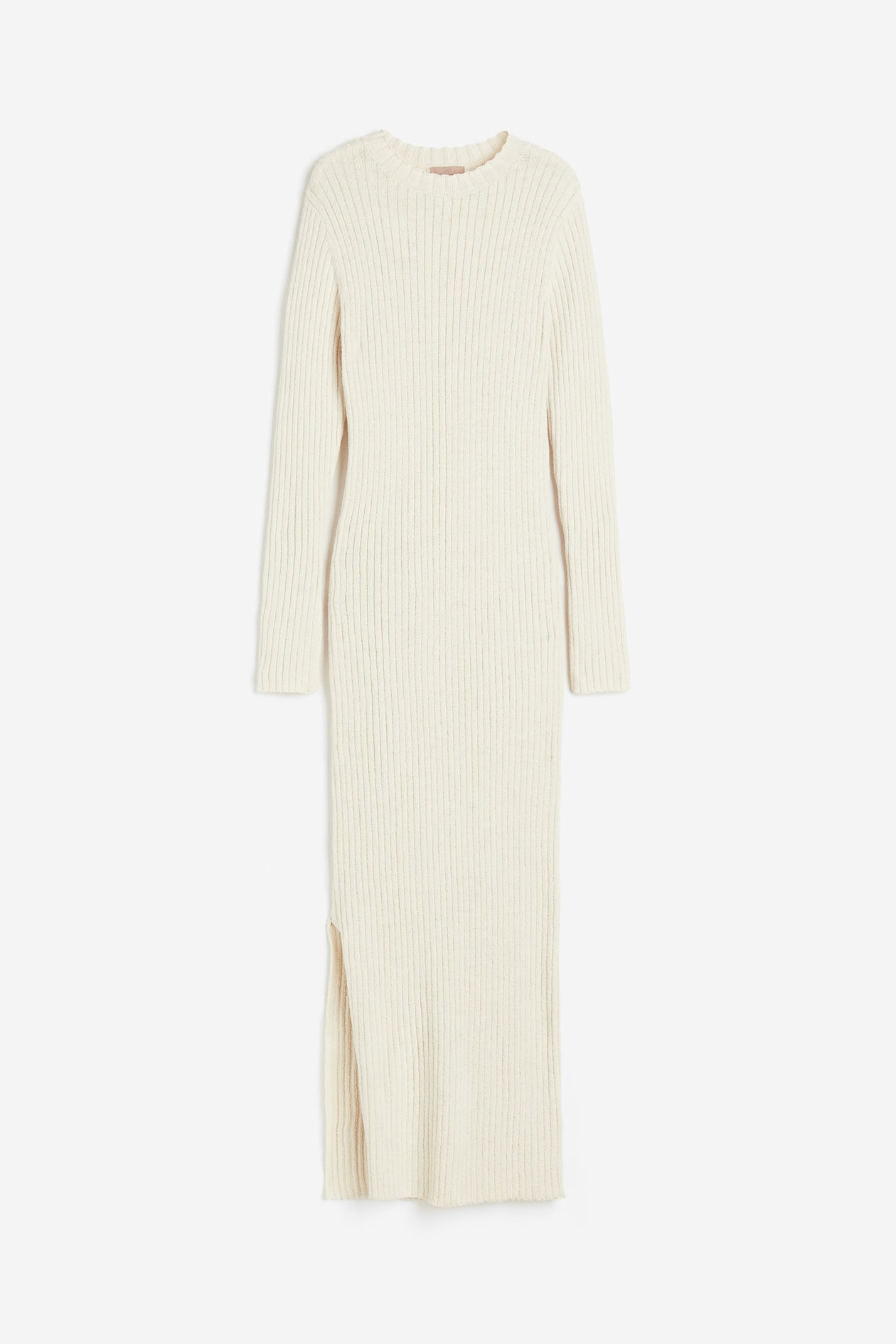Women's Light beige Long rib-knit dress