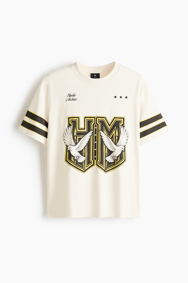 Relaxed Fit Printed cotton T-shirt - Cream/Studio Archive/Rust brown/Studio Archive - 1