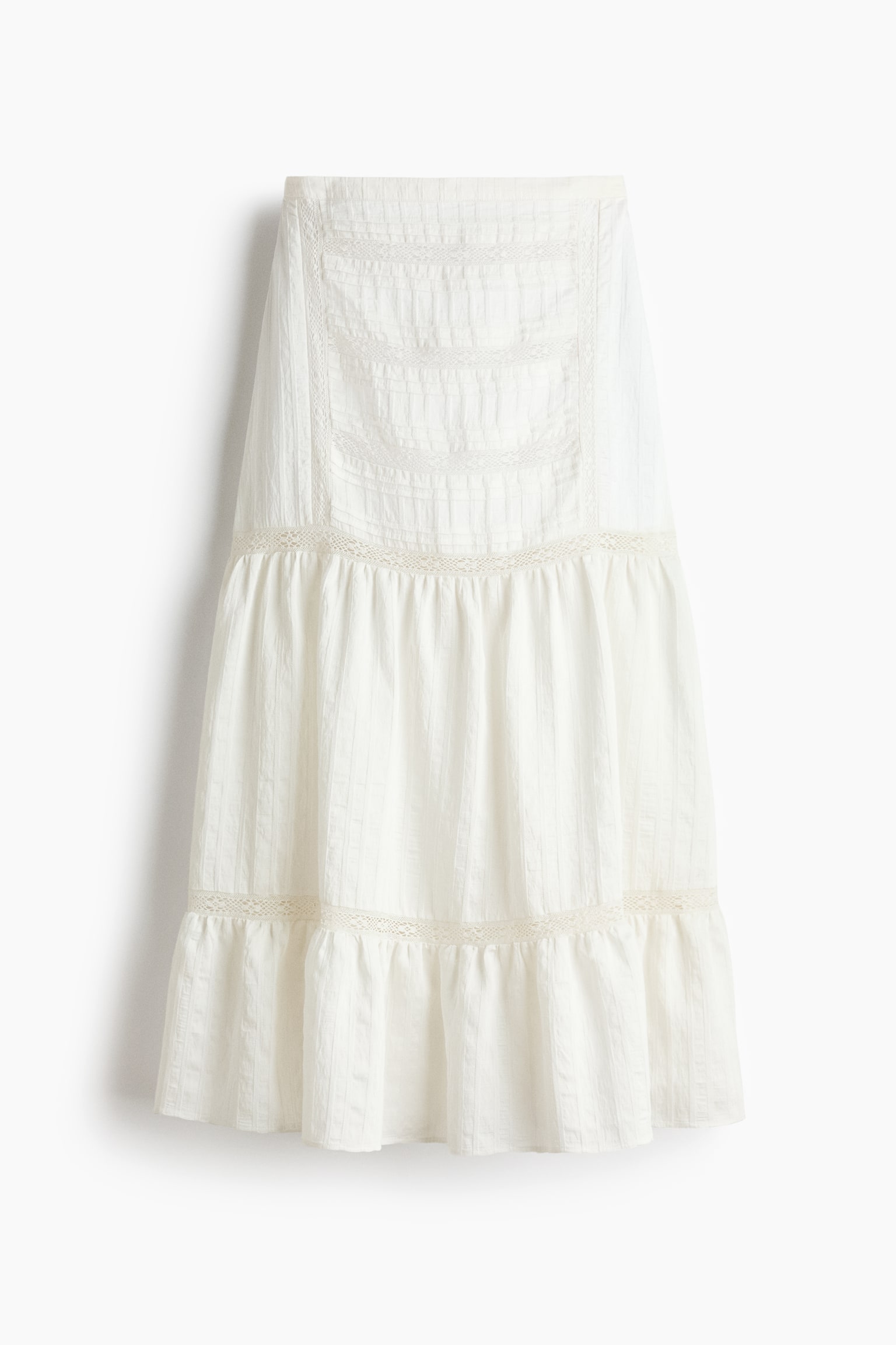 Jupe maxi avec dentelle - Blanc - 1