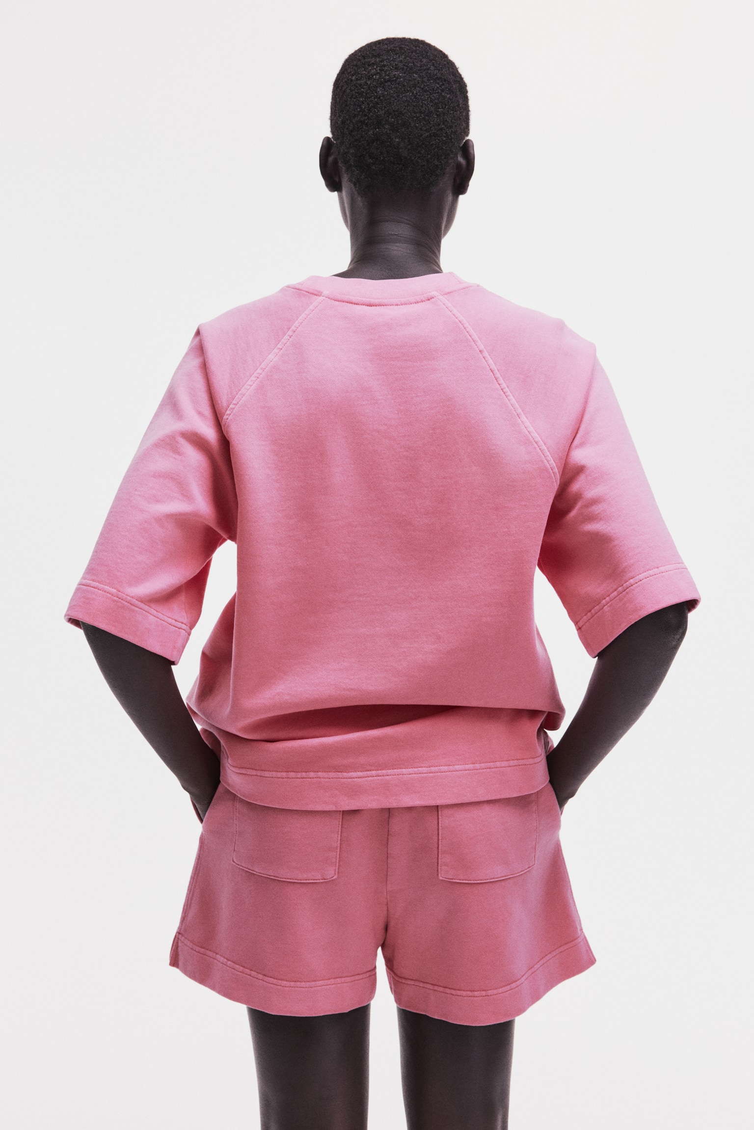 Washed cotton sweatshorts - Pink/Light beige/Cream/Light greige - 6