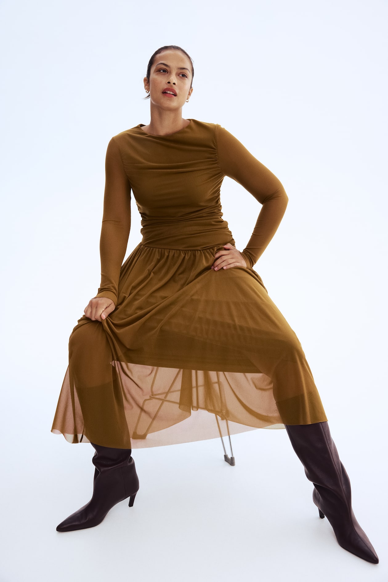 Draped Mesh Dress - image 4