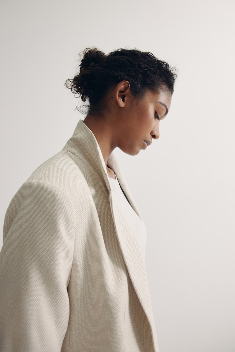 Gathered-sleeve blazer Light beige Ladies H&M IN