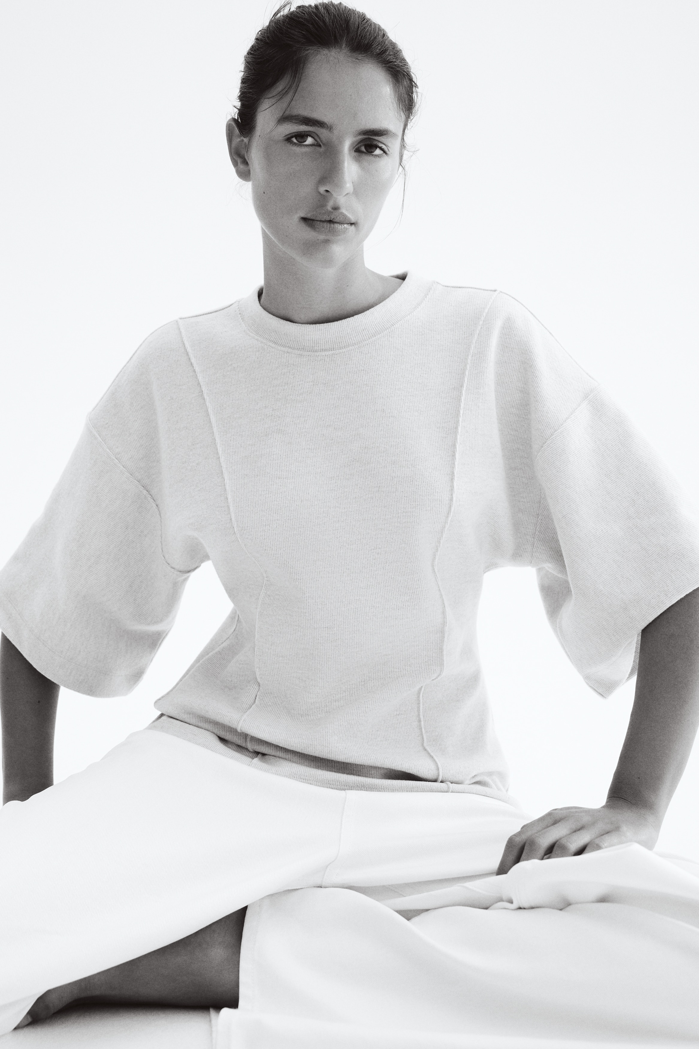 H & M - ルーズフィット ファインニットトップス - ホワイト H & M - ルーズフィット ファインニットトップス - ホワイト