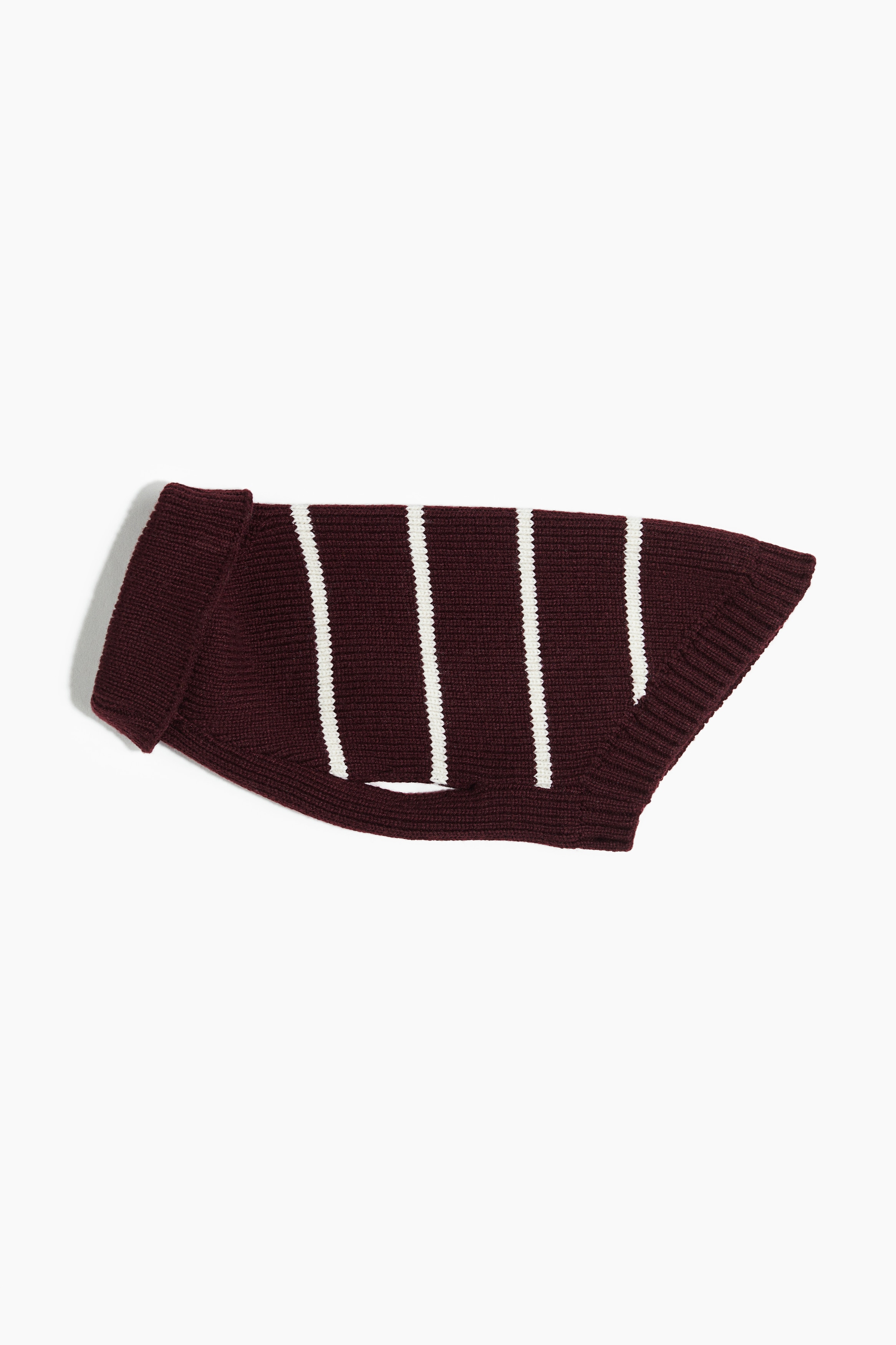 Rib-knit Dog Sweater - Burgundy/white striped/White/striped/Black/white striped