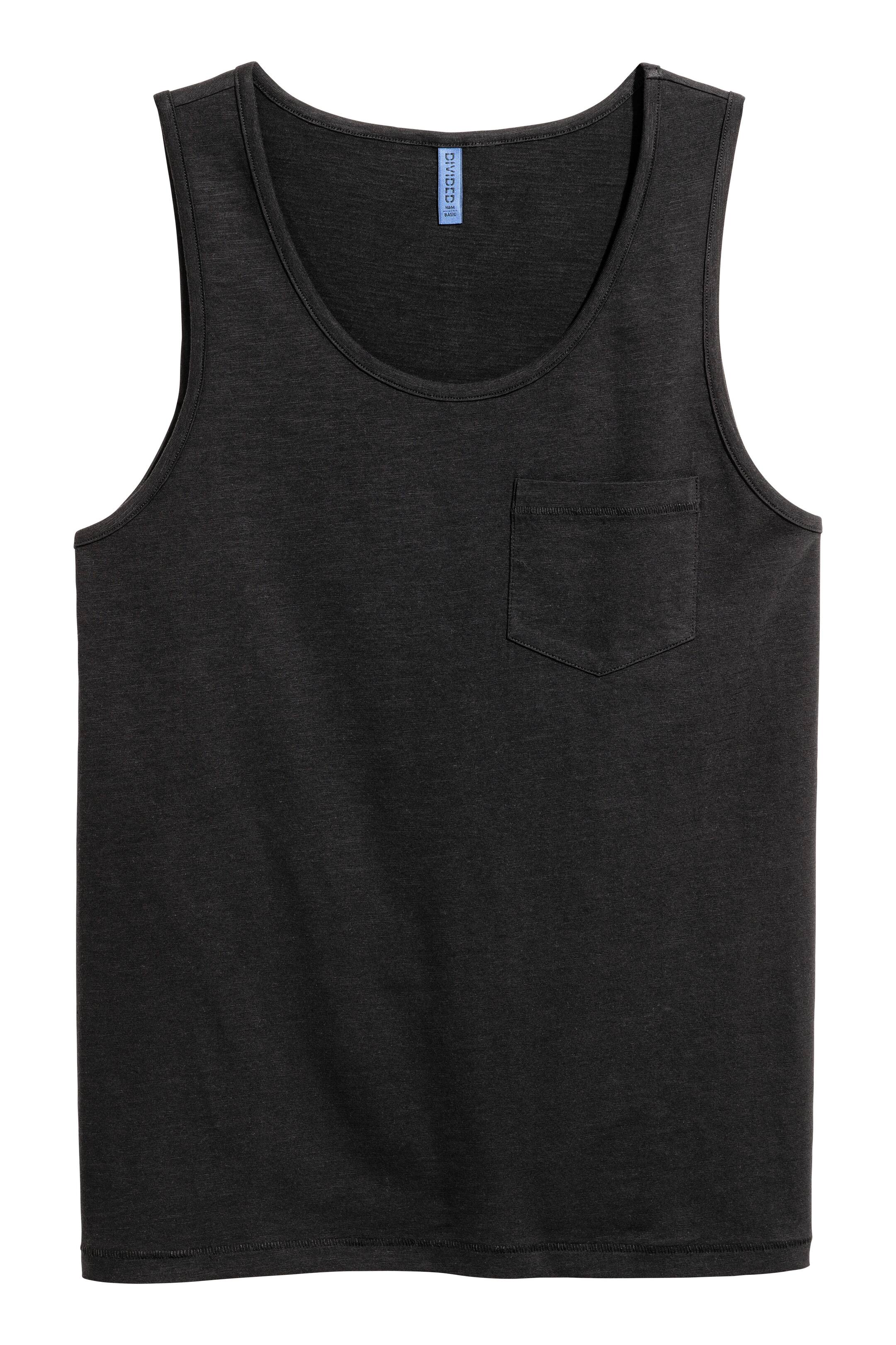 Visa större bild: Tanktop med bröstficka - Black - HERR | H&M FI 1