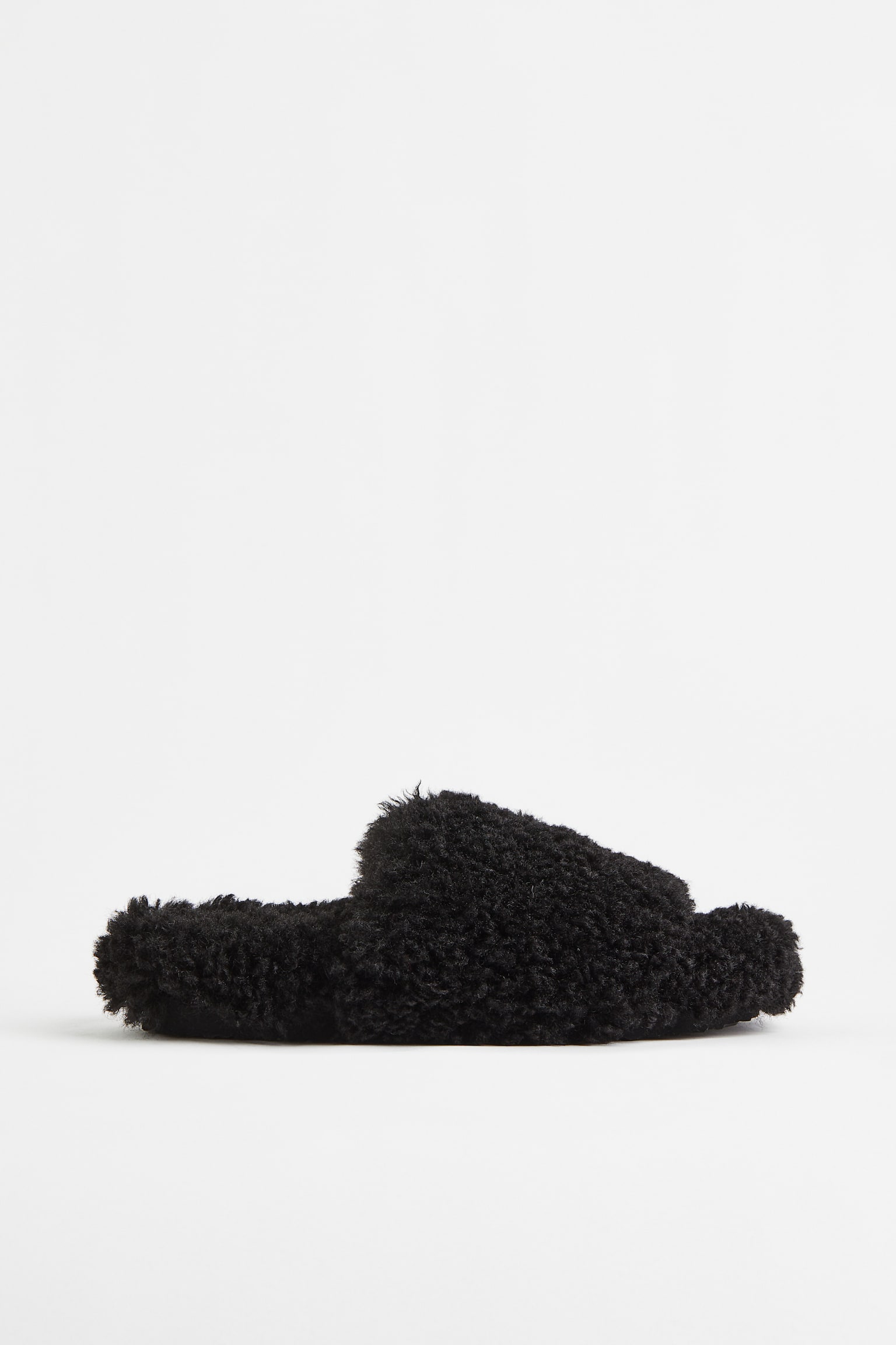 Faux fur slippers - Black - 1