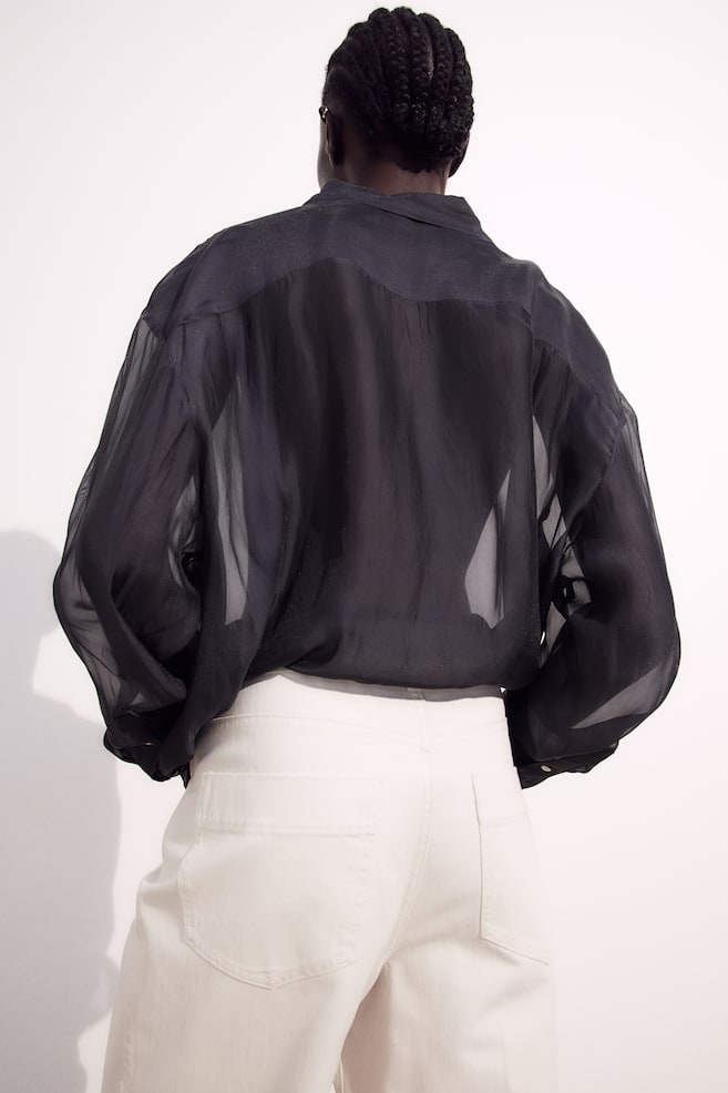 Sheer blouse - Black/Beige/Snakeskin-patterned - 4