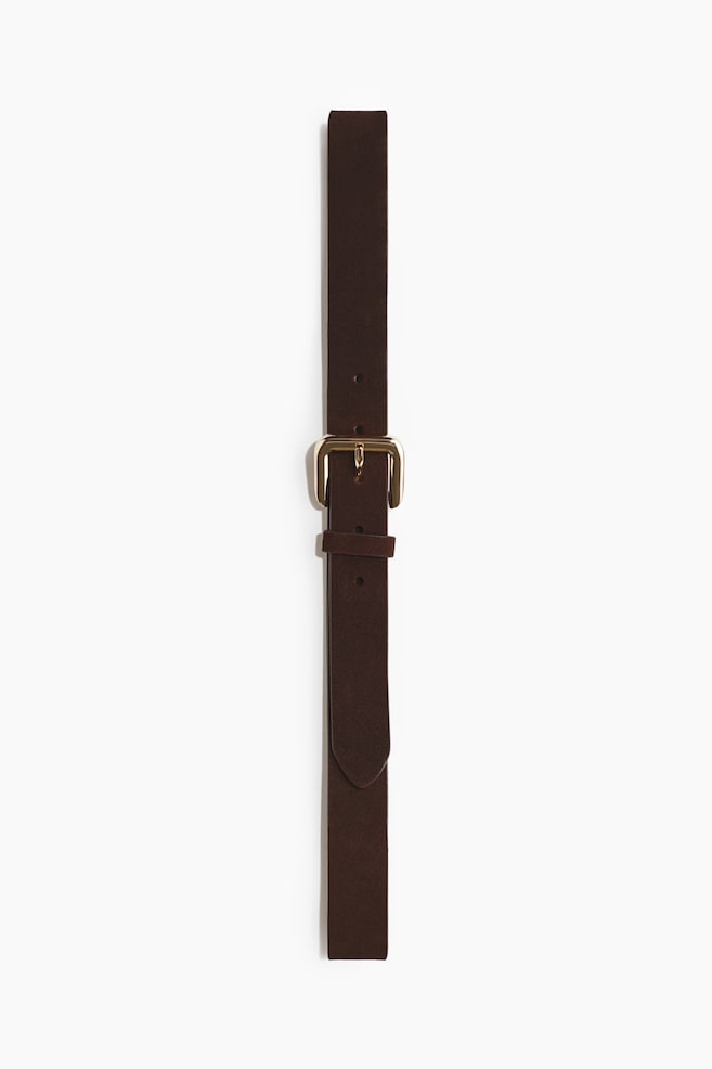 Ceinture en cuir fendu - Marron foncé/Noir - 1