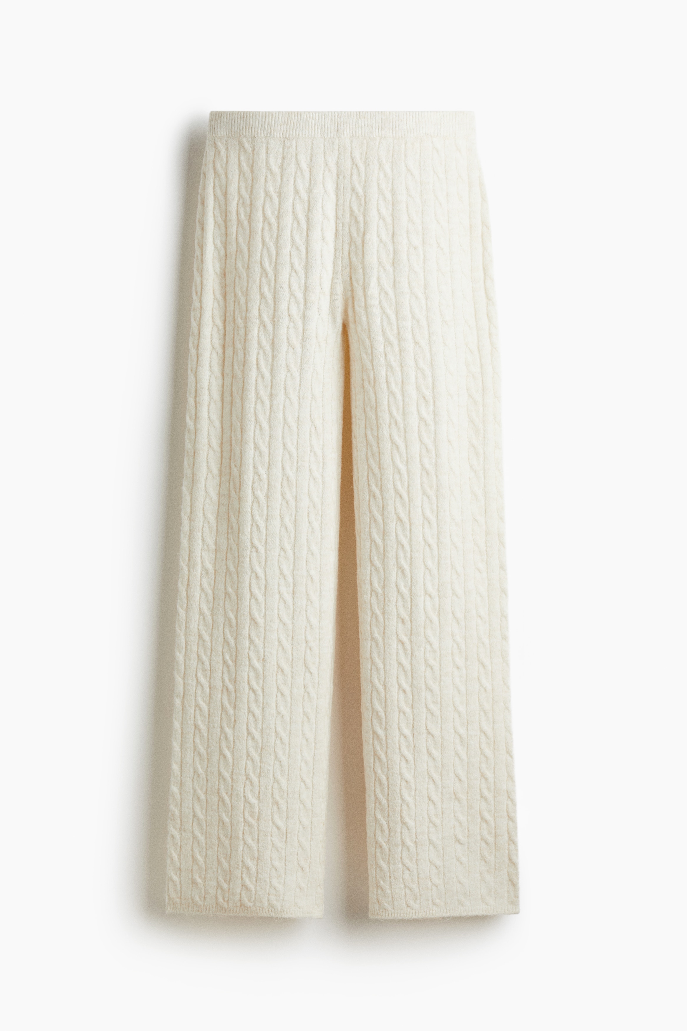 Cable-knit trousers - Cream/Pink/Navy blue