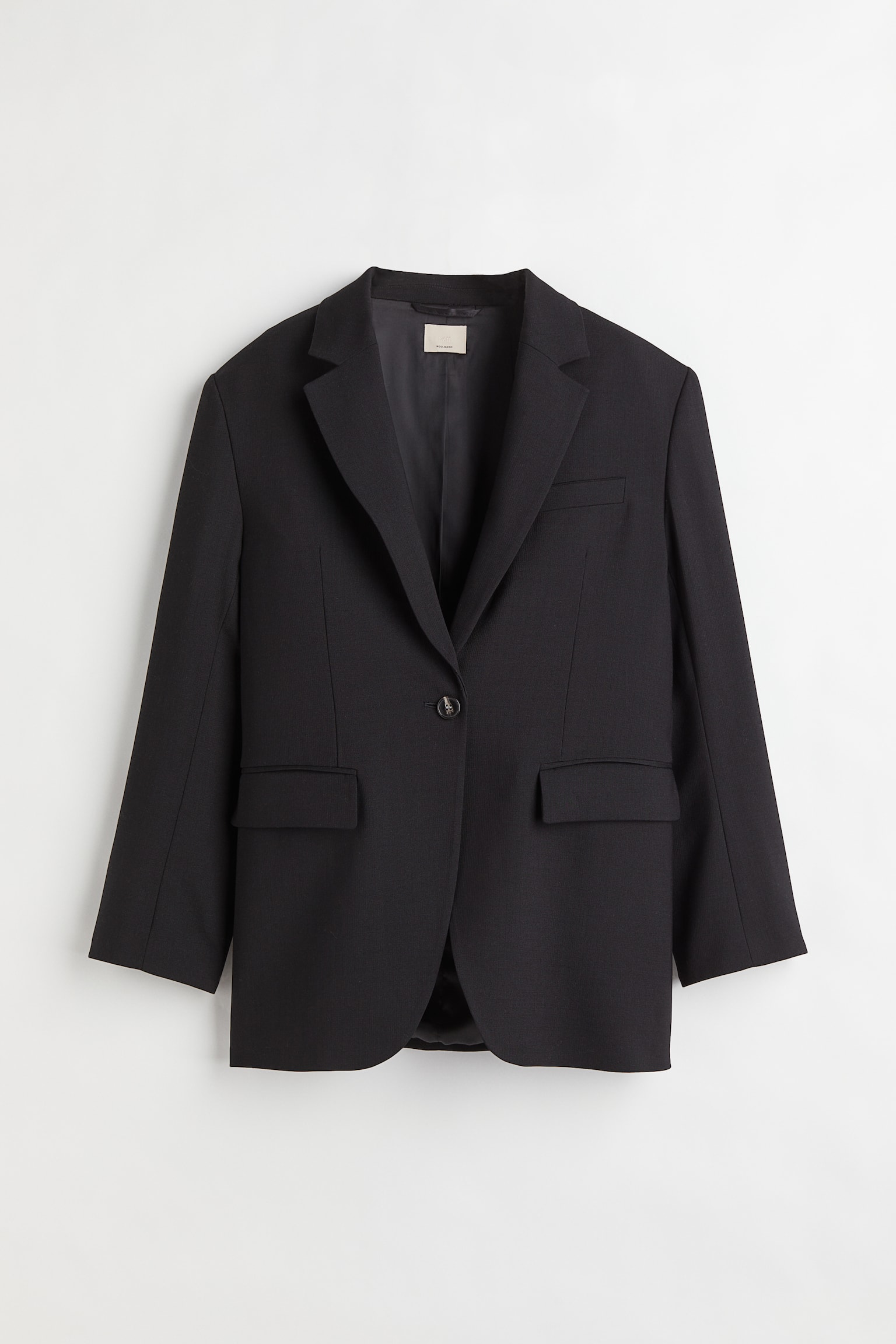 One-button wool jacket - Black - 1