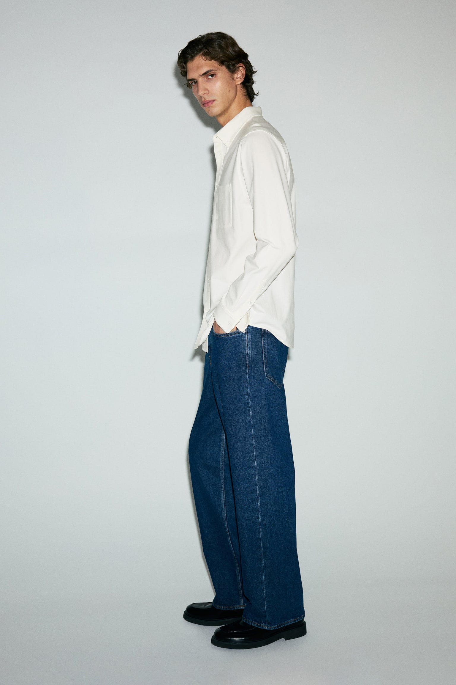 Four-way Stretch Regular Fit Shirt - White/Light blue/Beige - 3