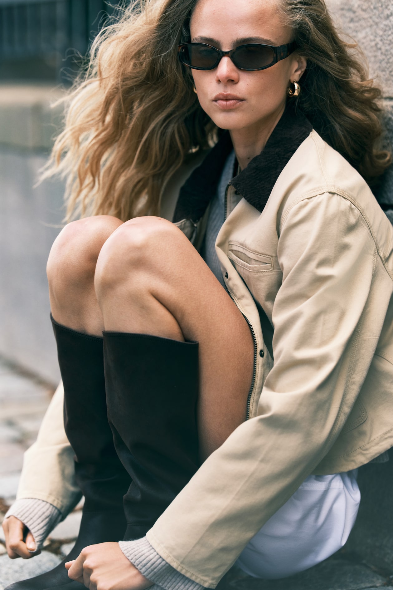 Corduroy-Collar Canvas Jacket - image 3