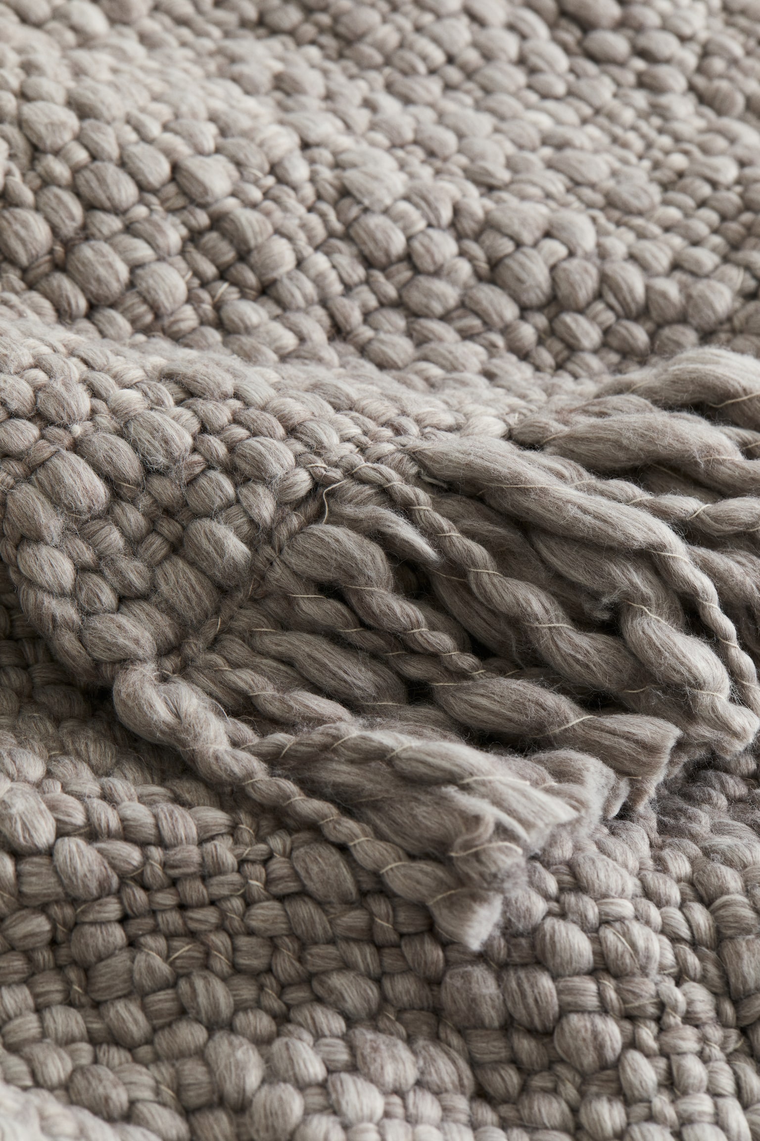 Chunky wool-blend blanket - Brown/White - 2