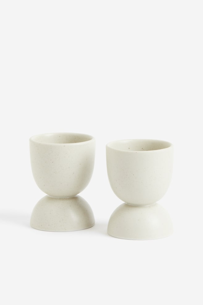 2-pack porcelain egg cups - Light beige /Black - 1