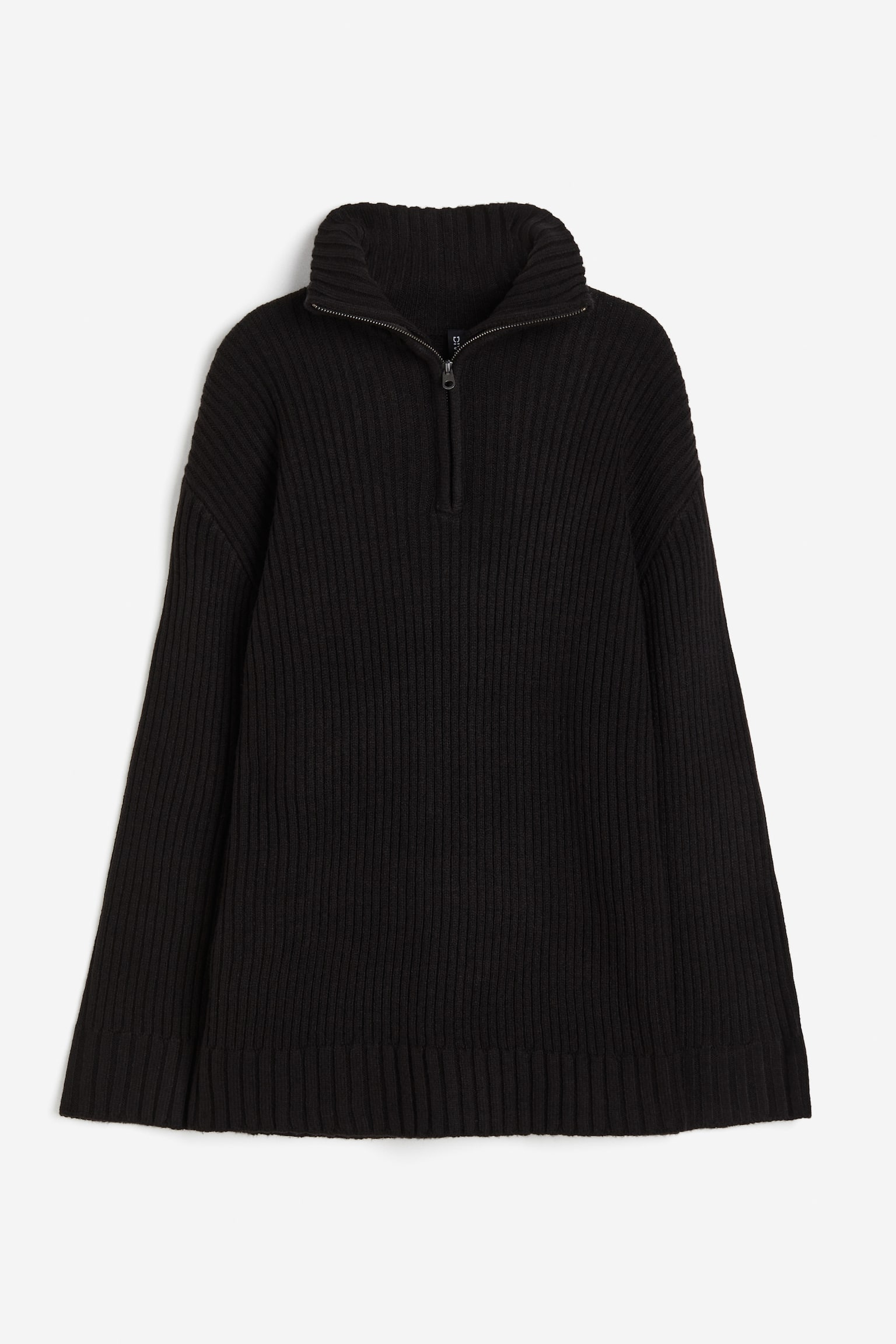 Oversized Half Zip Sweater - Black/Dark grey - 1