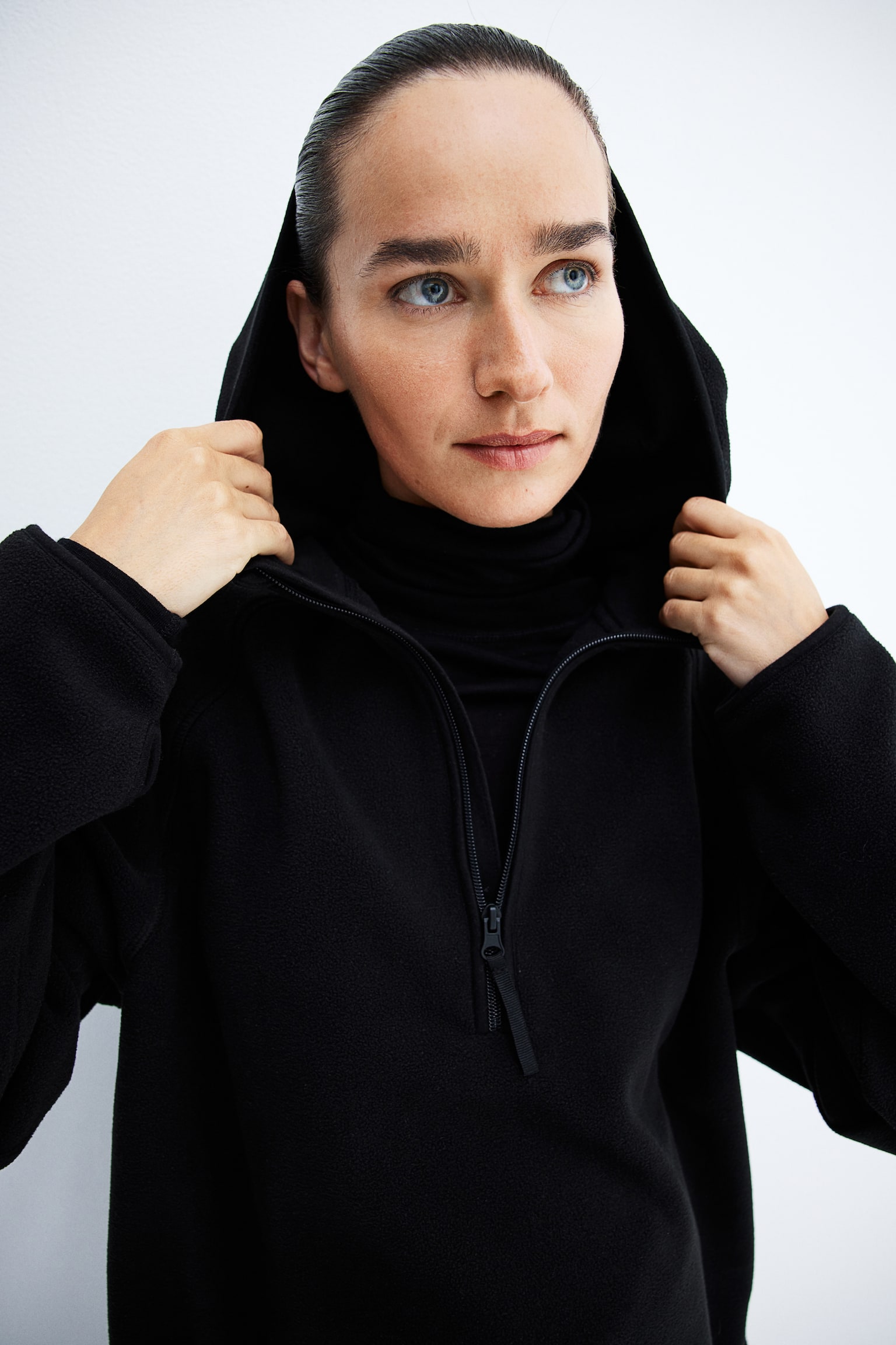 MAMA Before & After Hooded fleece jacket - Black/Light beige - 3