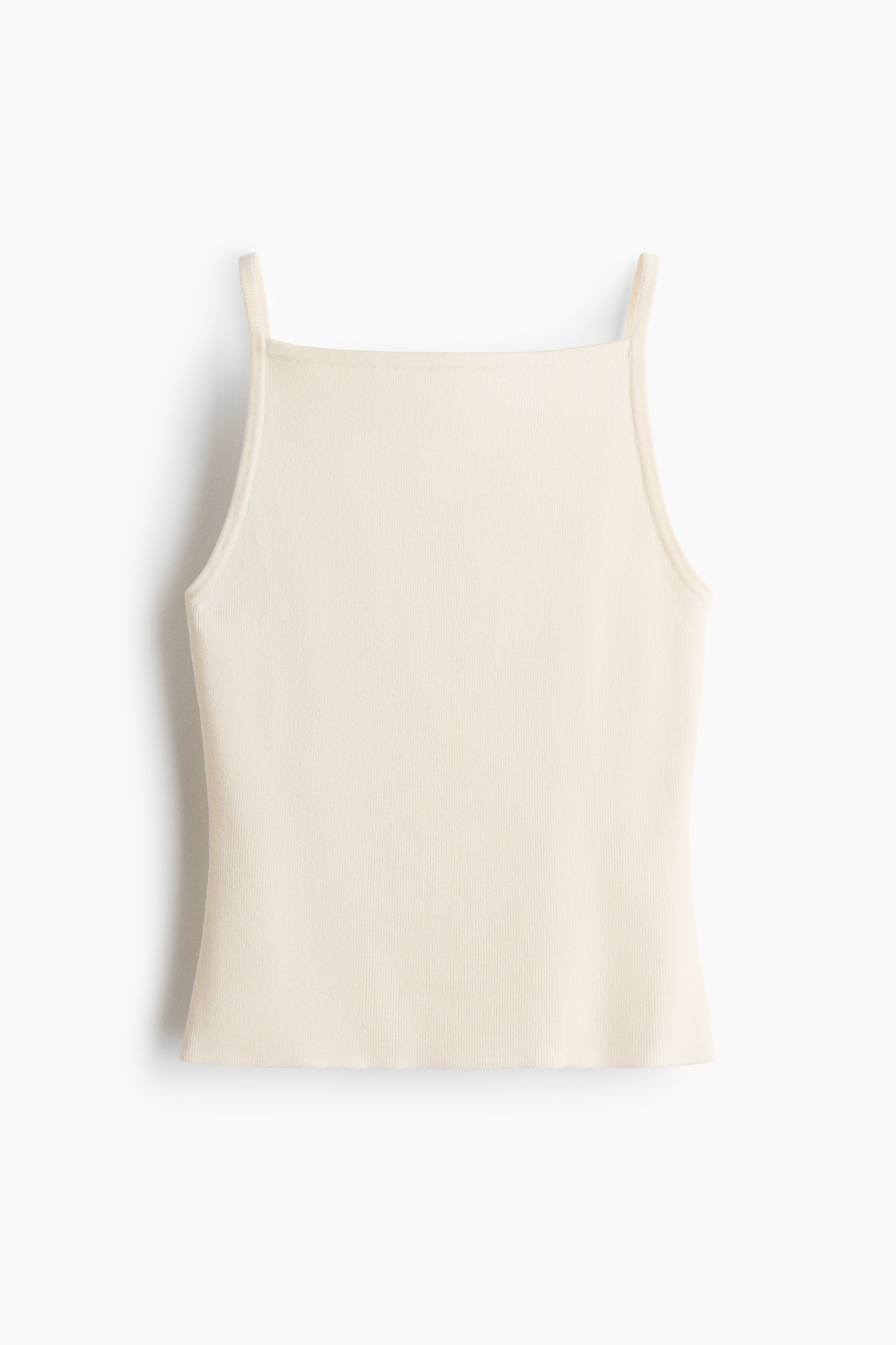 Ribgebreide straptop - Cream/Zwart