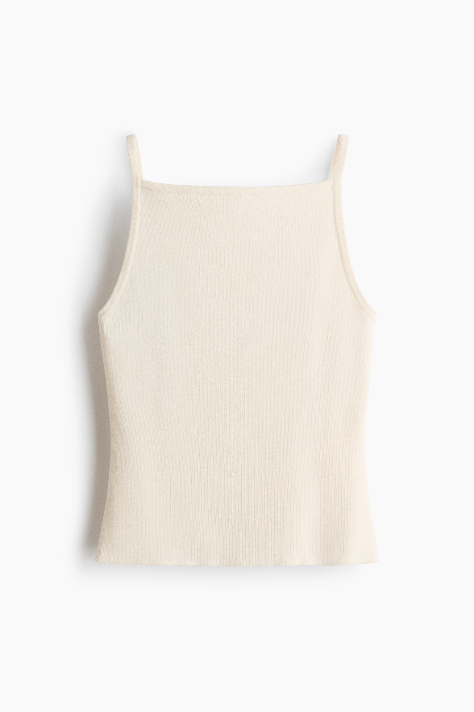 Rib-Knit Silk-Blend Strappy Top - Cream/Black - 1