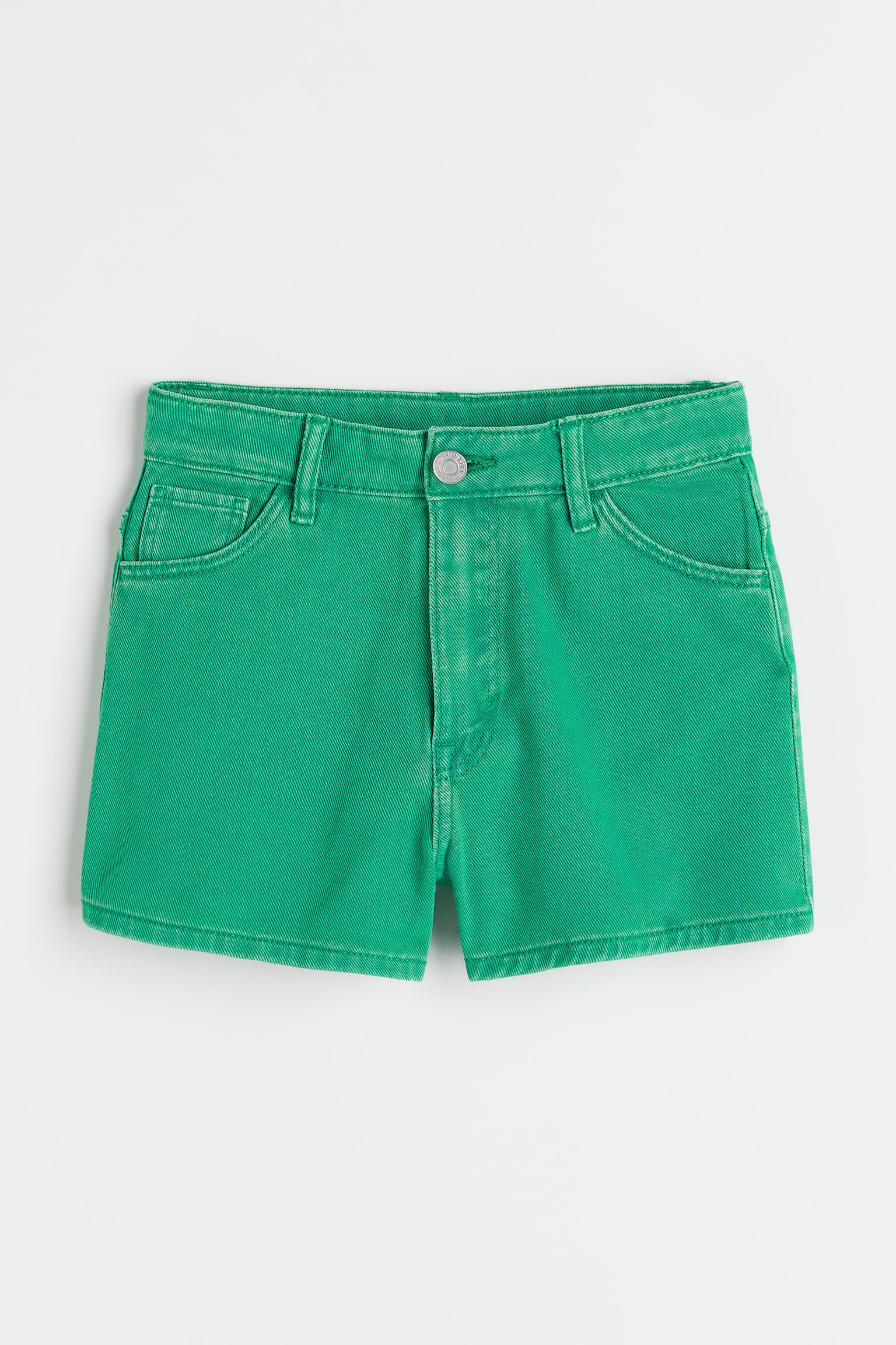 Relaxed High denimshorts - Lysegrøn/Sort/Hvidternet