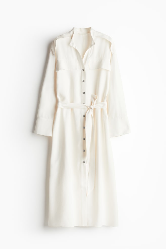 Tie-belt dress - White - 1