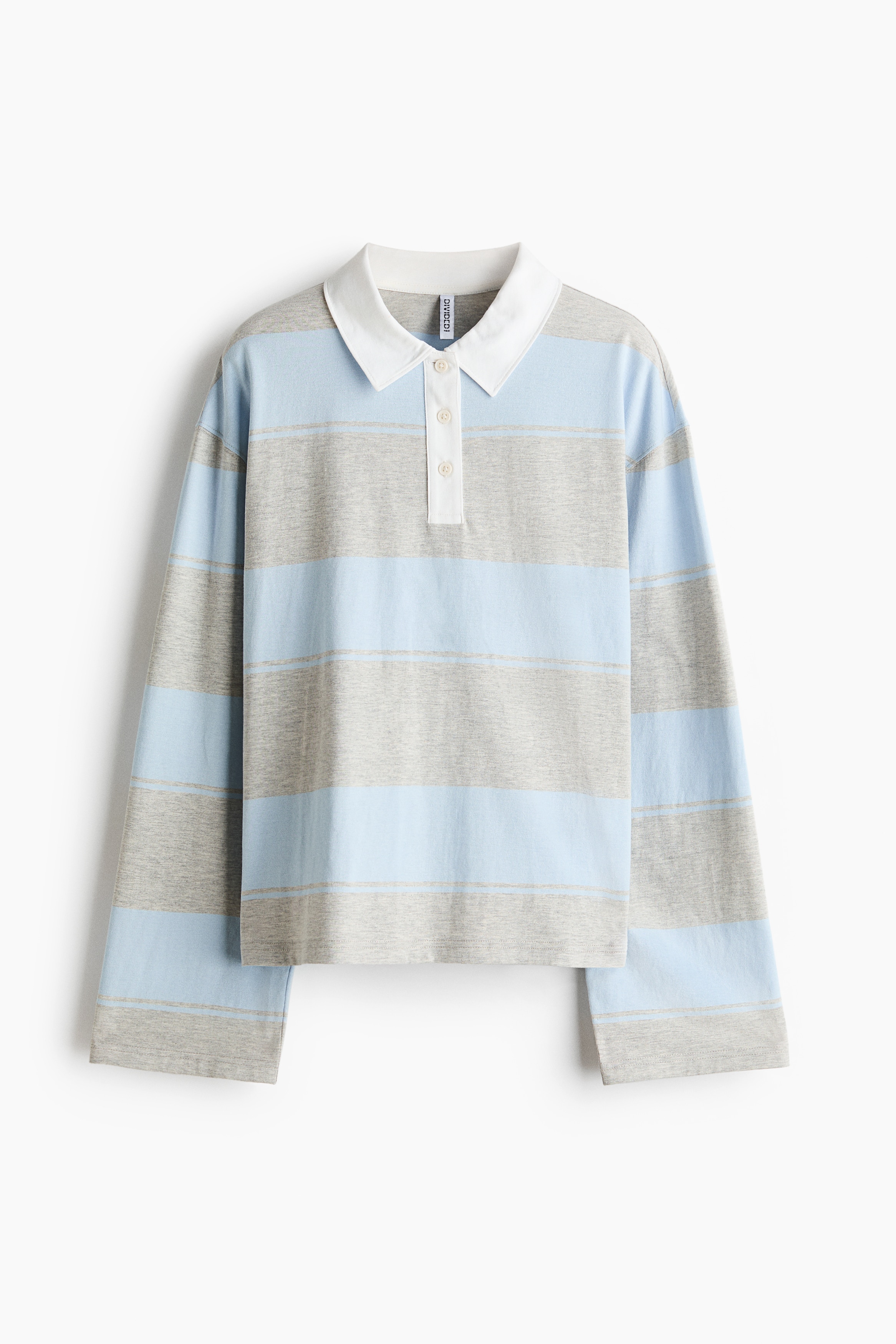 Polo en coton - Gris clair chiné/rayé/Crème/rayé/Brun foncé/rayé