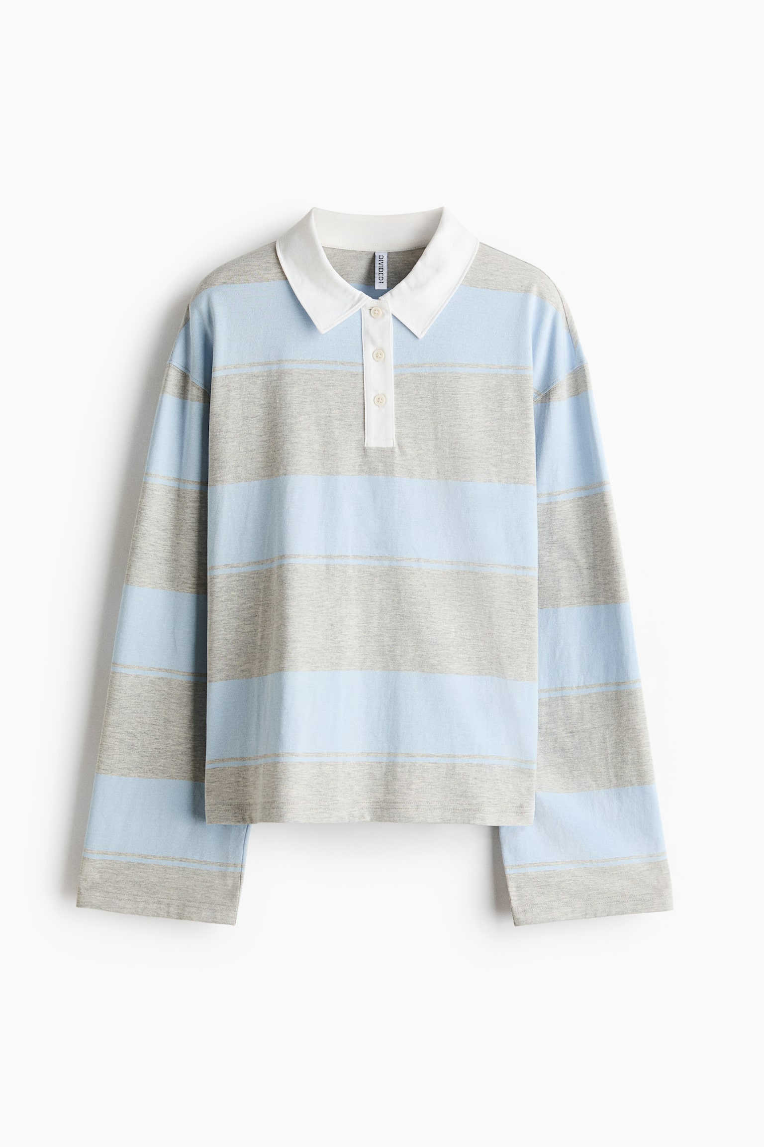 Polo en coton - Gris clair chiné/rayé/Brun foncé/rayé/Crème/rayé - 1