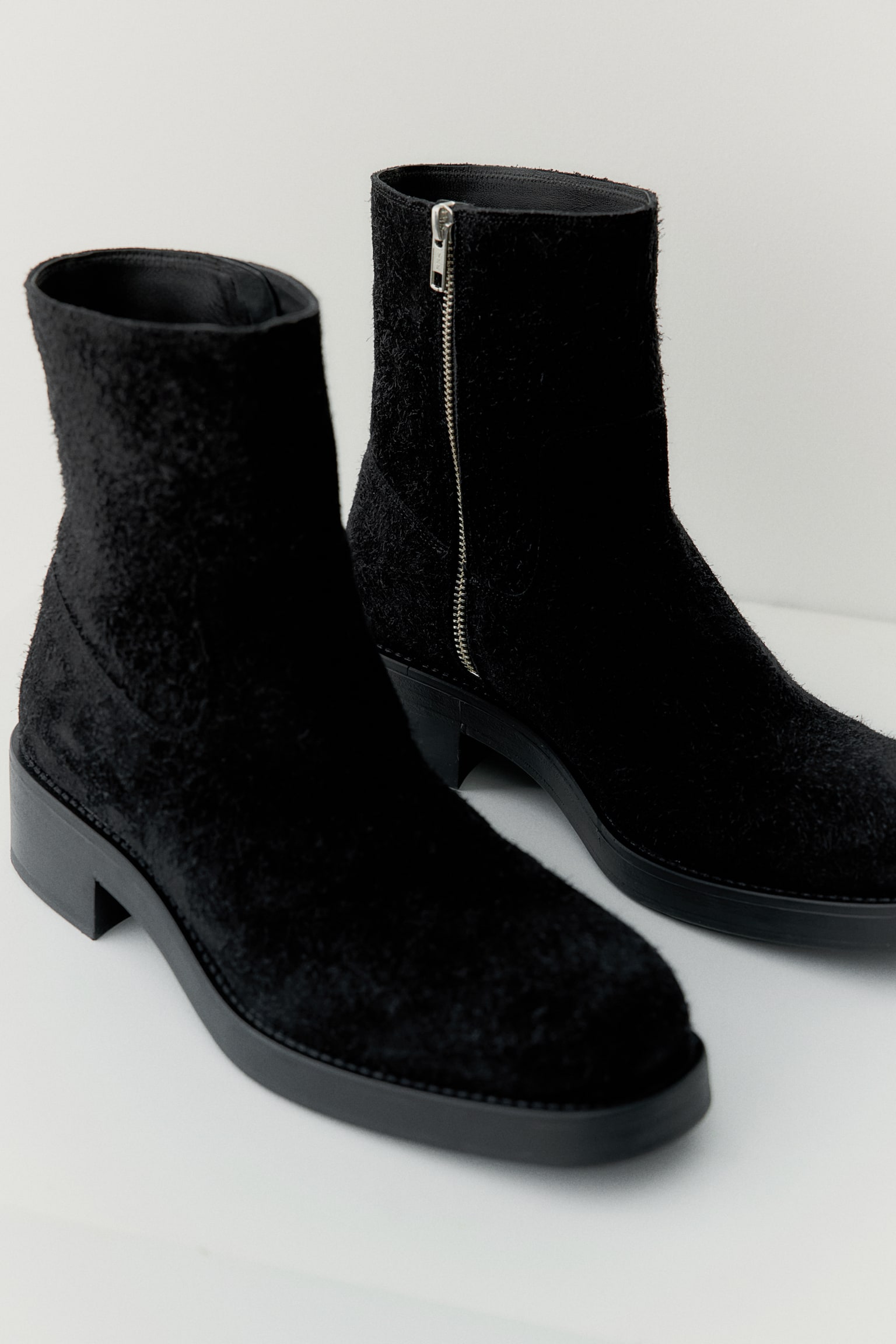 Brushed-suede boots - Black - 1