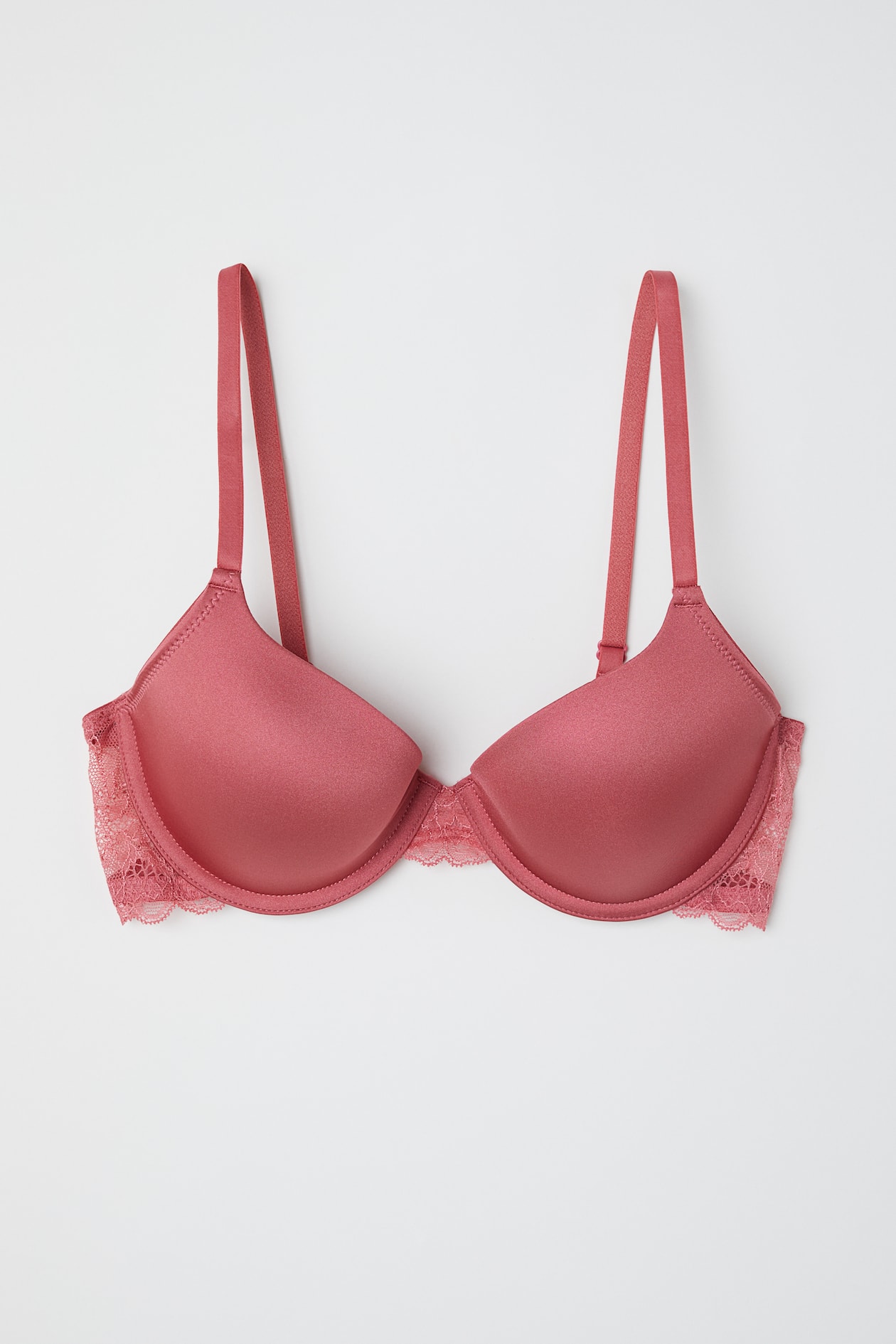 Microfiber/lace T-shirt Bra - Raspberry red - Ladies | H&M US