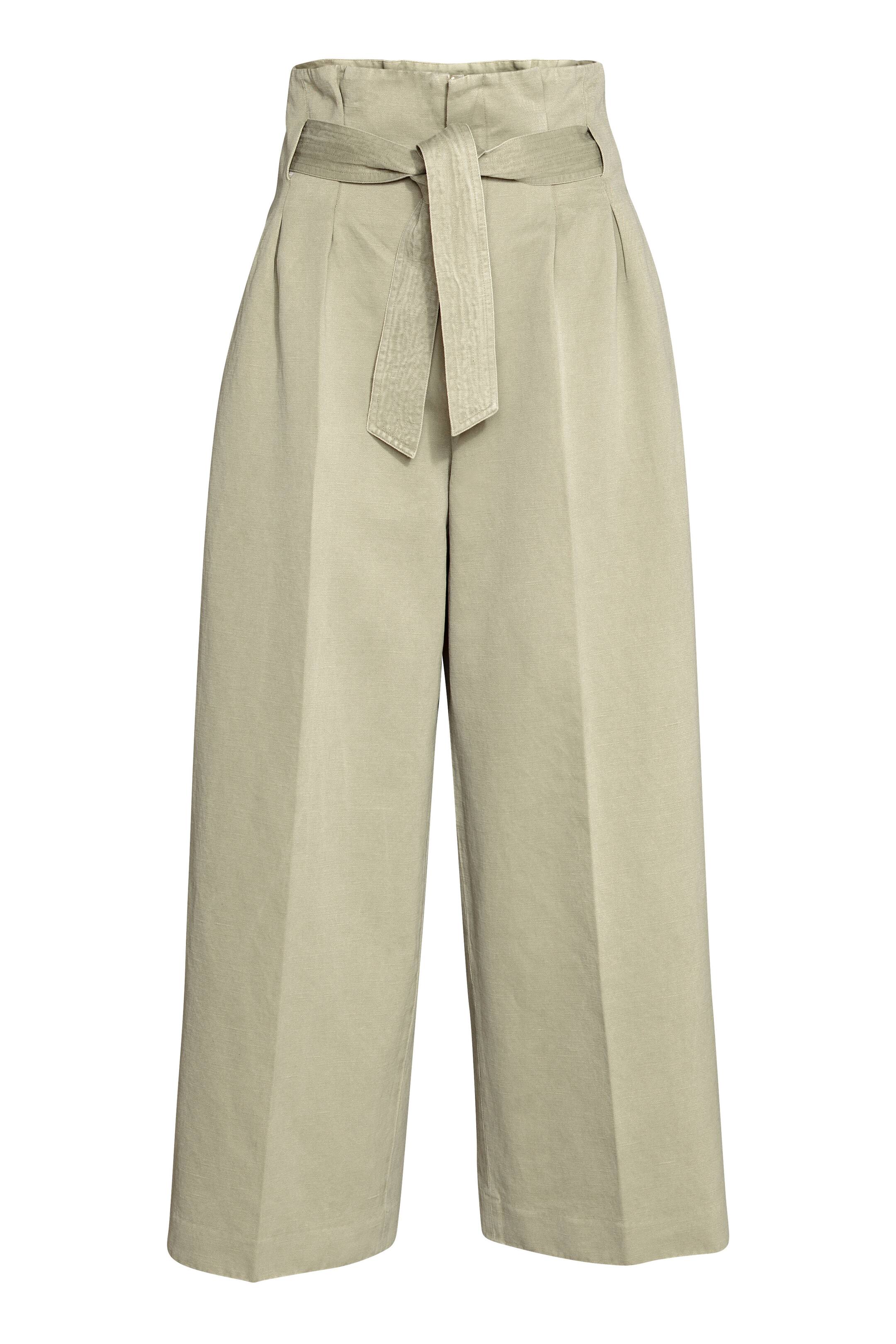View larger image: Wide trousers with a belt - Light khaki - Ladies | H&M GB 1