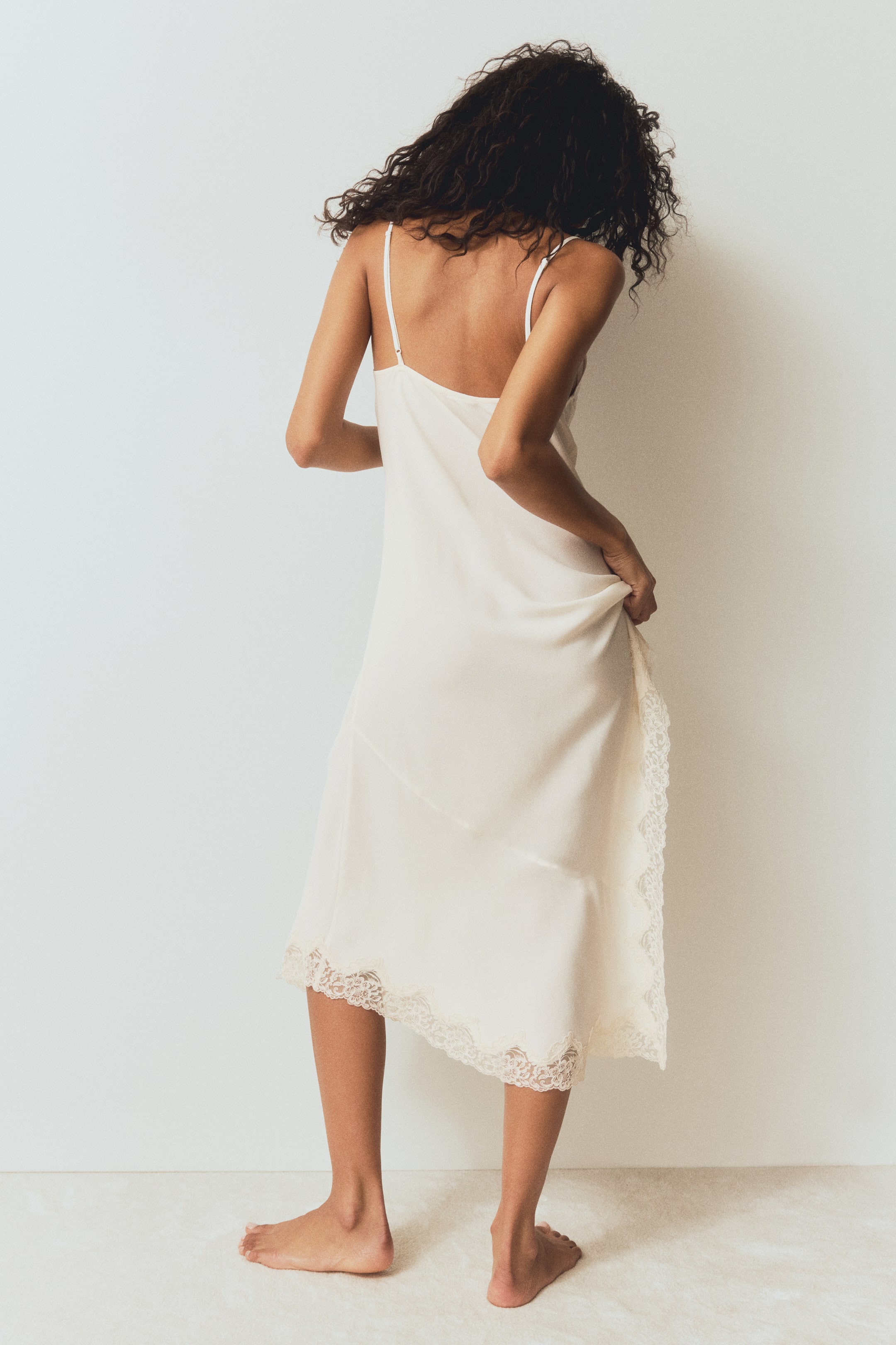 Lace-Trimmed Viscose Nightgown
